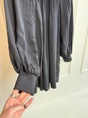 Tibi High Neck Silk Pleated Dress (10/L)