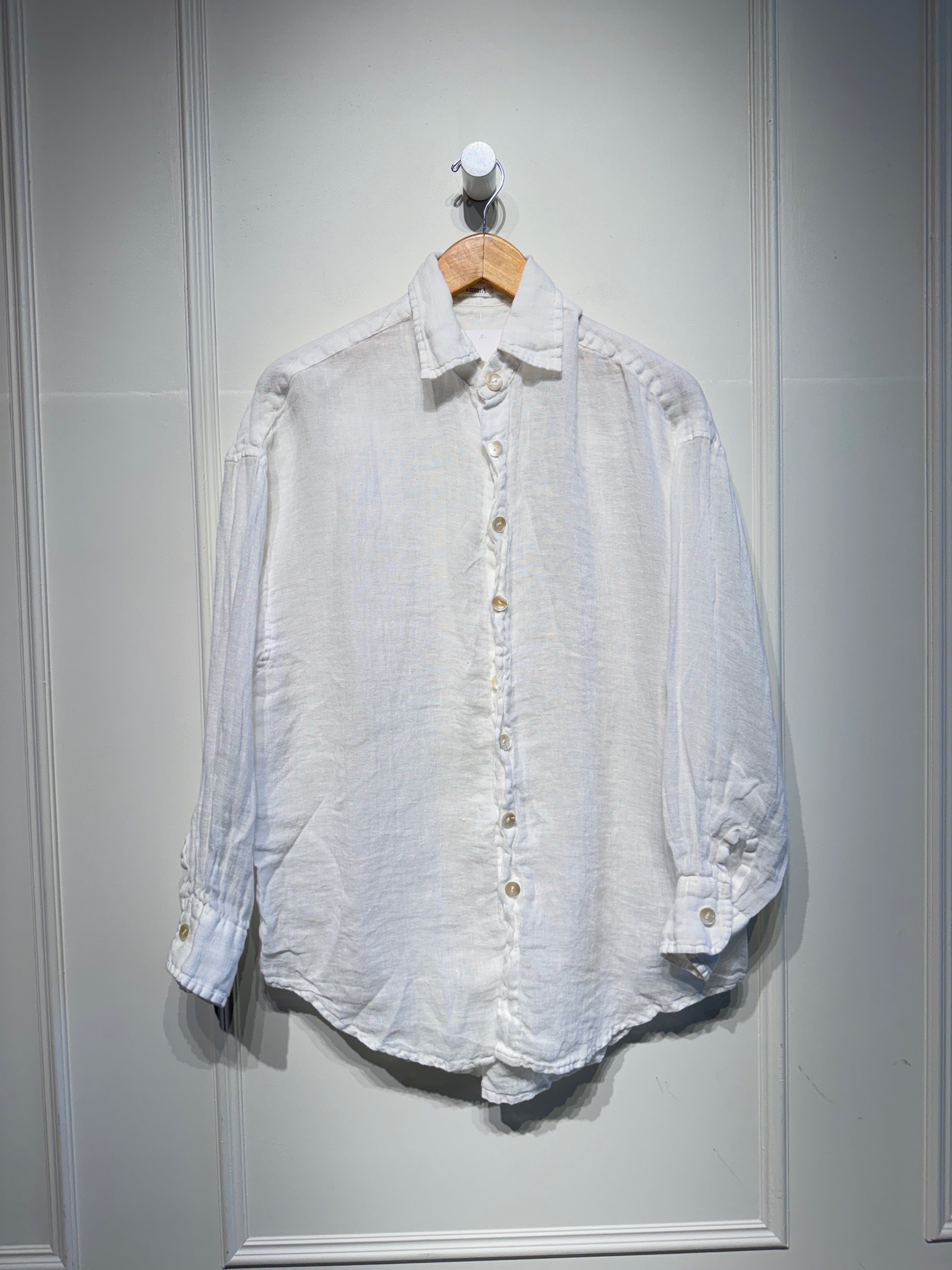 Vitamin A White Linen Button Down (XS)