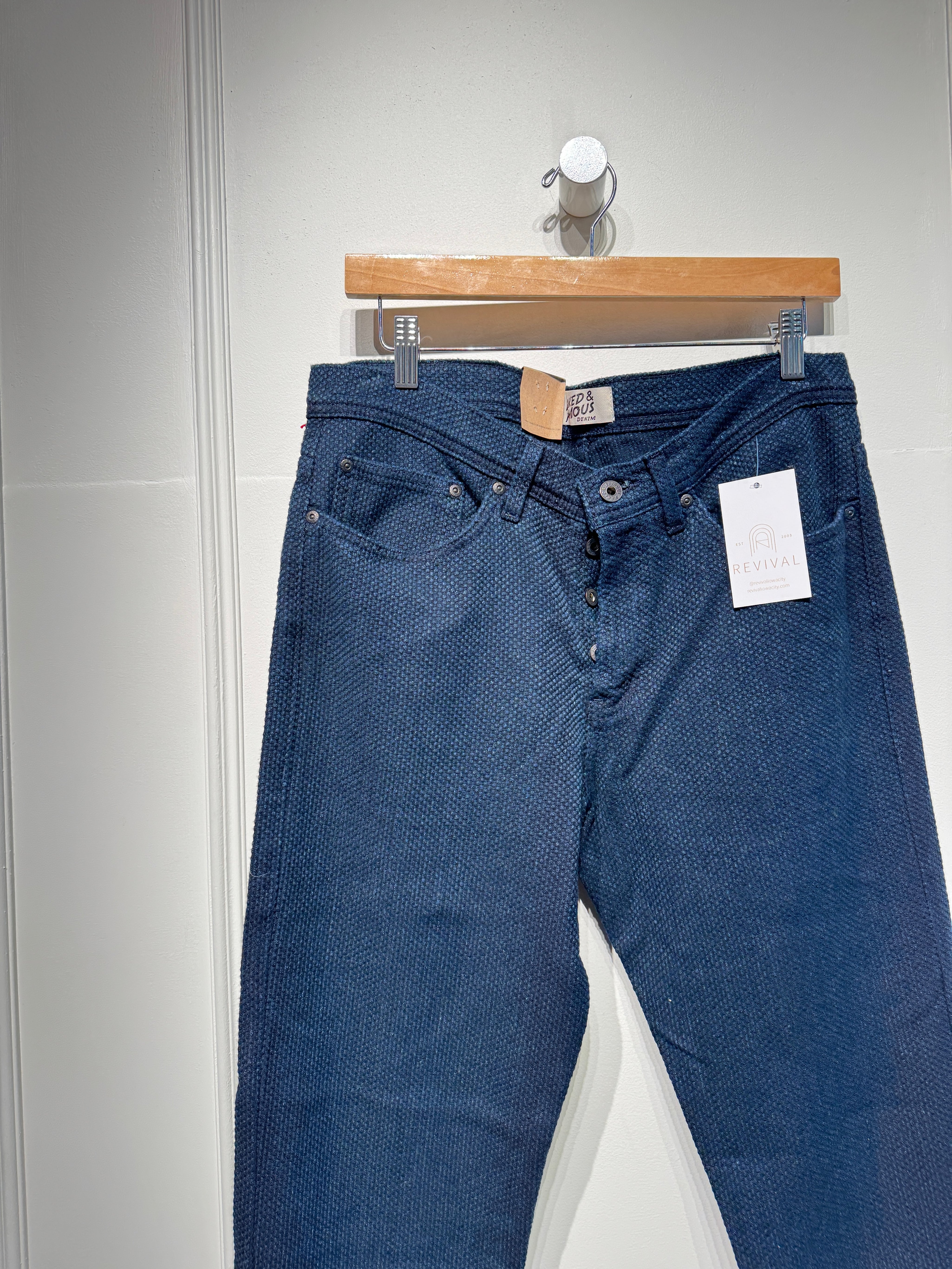 Naked & Famous Weird Guy Indigo Sashiko Pants (32)