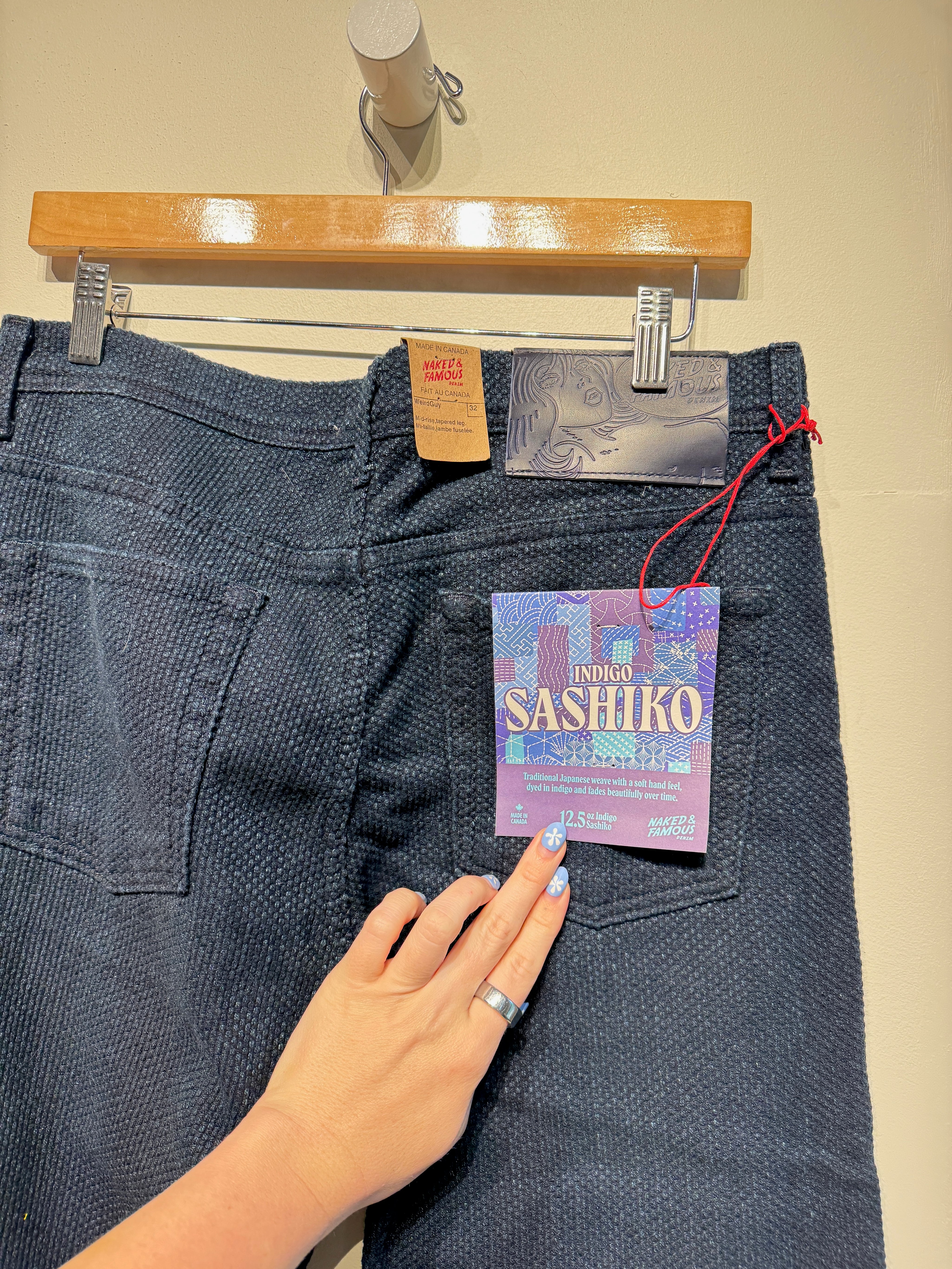Naked & Famous Weird Guy Indigo Sashiko Pants (32)