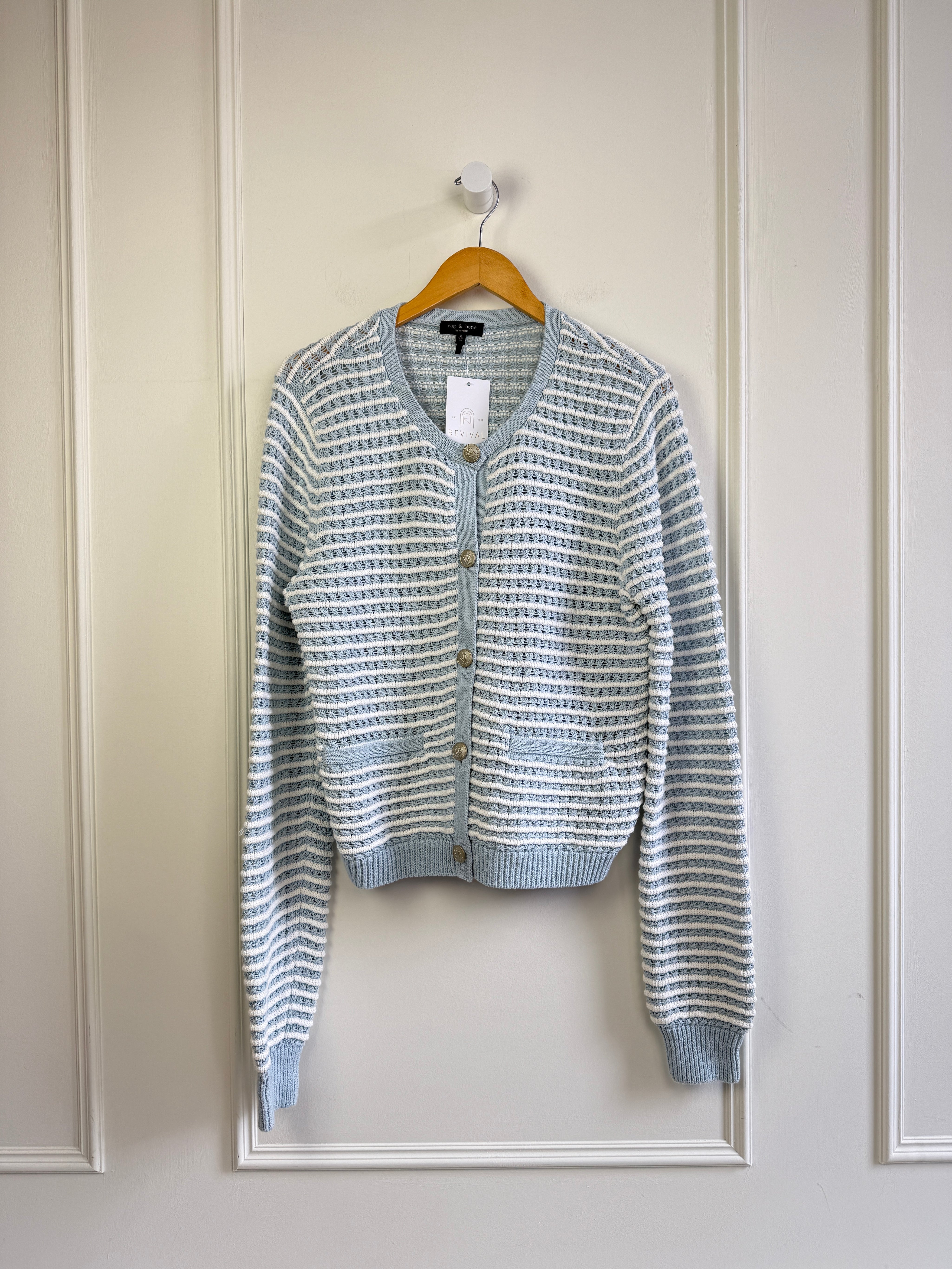 Rag & Bone Blue Striped Cardigan (XL)