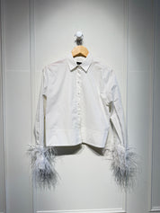 J Crew Collection Feather Sleeve Top (0/XS)