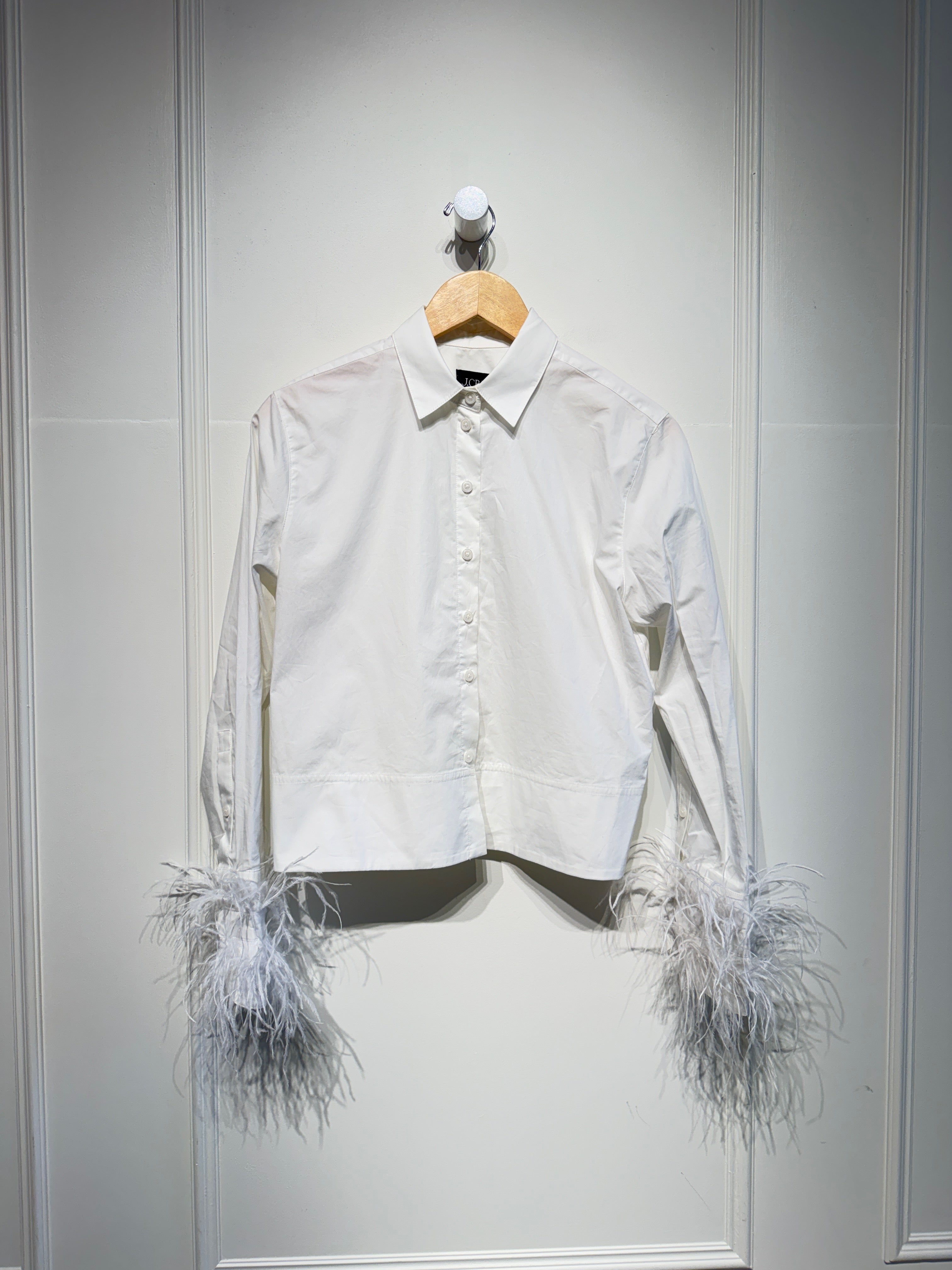J Crew Collection Feather Sleeve Top (0/XS)