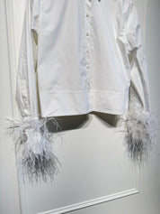 J Crew Collection Feather Sleeve Top (0/XS)