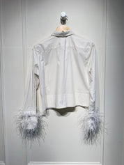 J Crew Collection Feather Sleeve Top (0/XS)