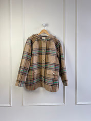 Sezane Plaid Hooded Coat (L)