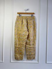 Raquel Allegra Yellow Pattern Linen Pants (S/M)