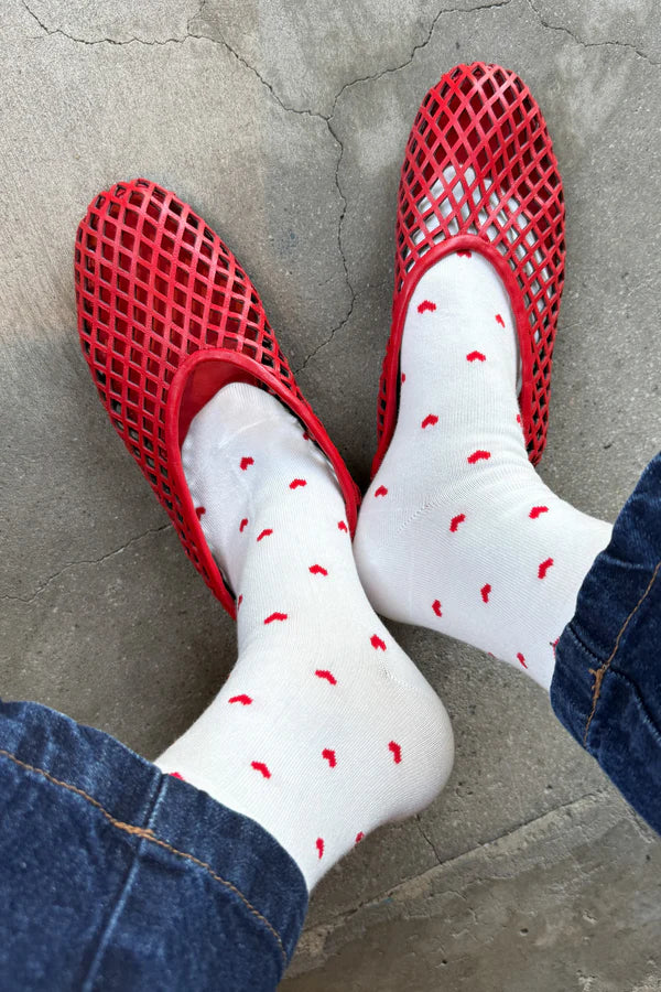 Le Bon Shoppe - Heart Sneaker Socks | White/Red