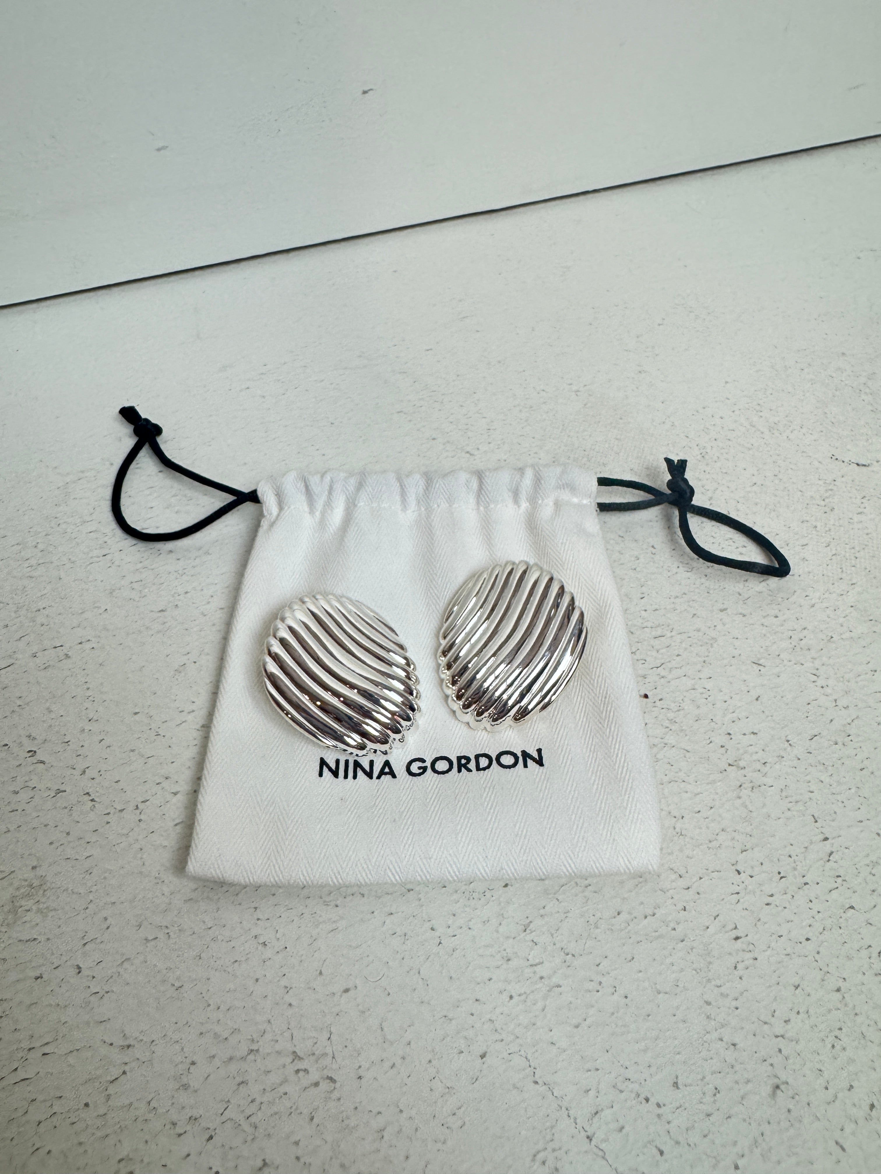 Nina Gordon Silver Paloma Dome Earrings