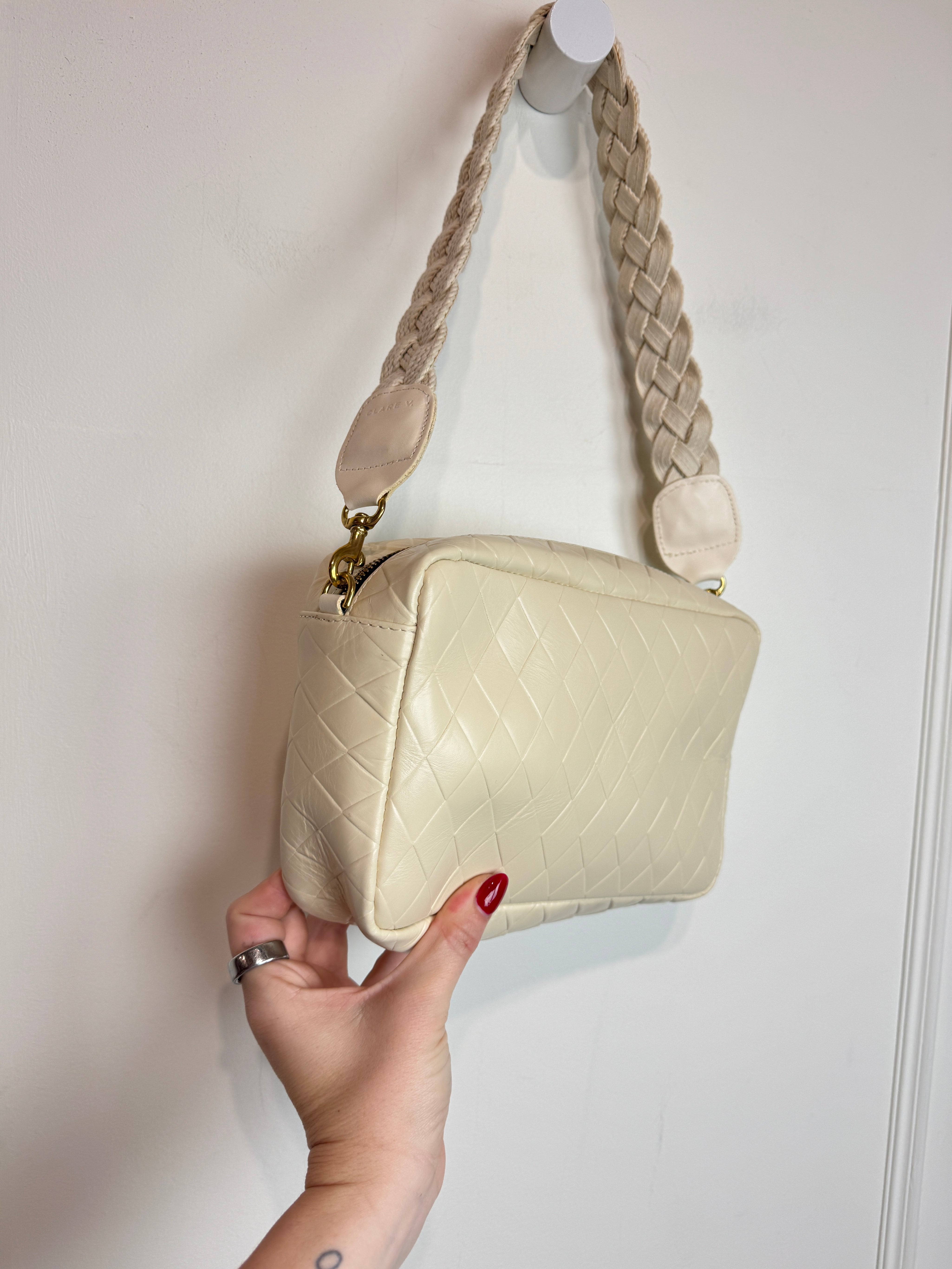 Clare V. Marisol Bag in Cream Diamond