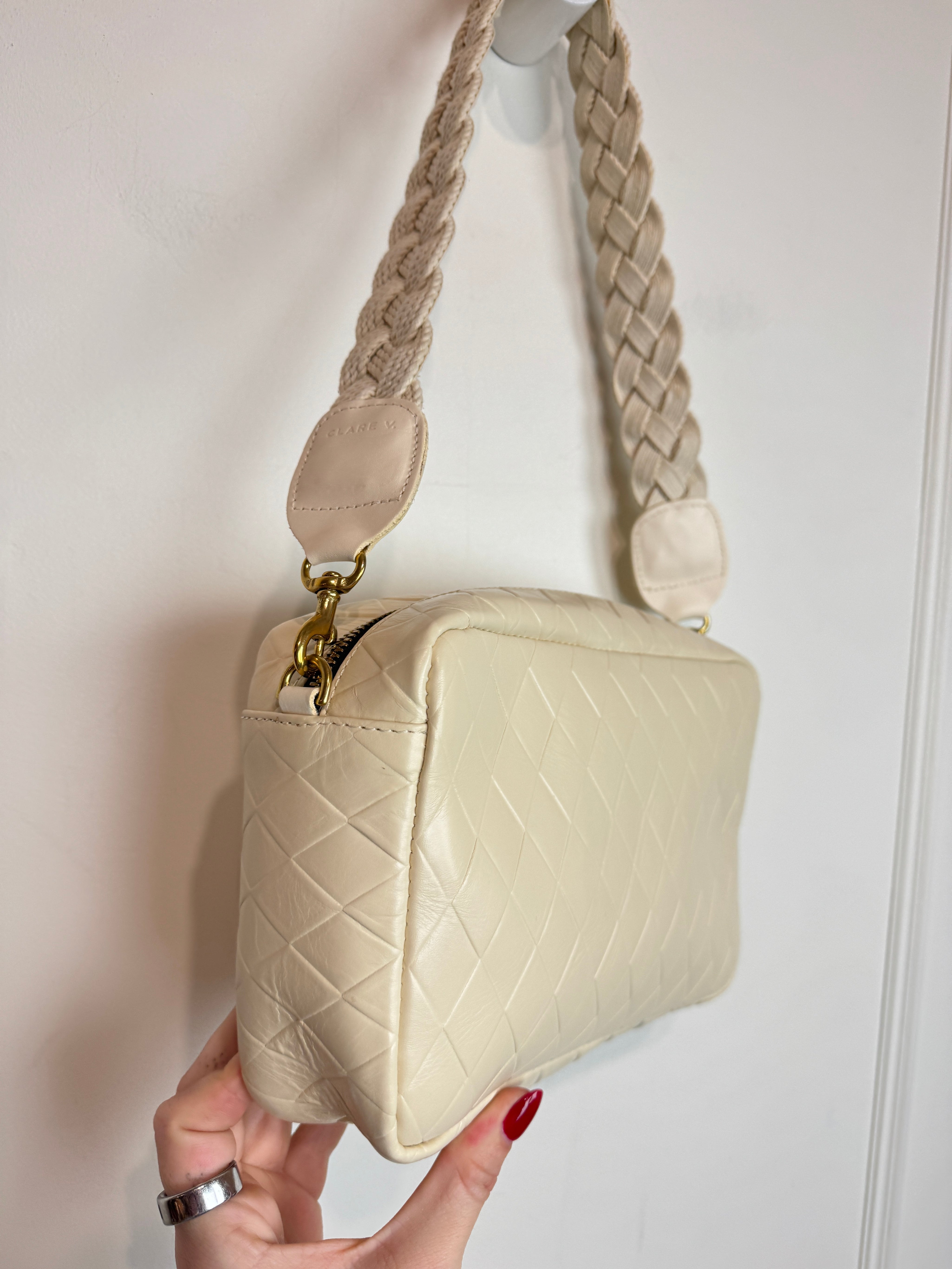 Clare V. Marisol Bag in Cream Diamond