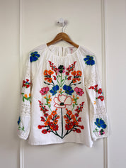 Frances Valentine White Floral Blouse (M)