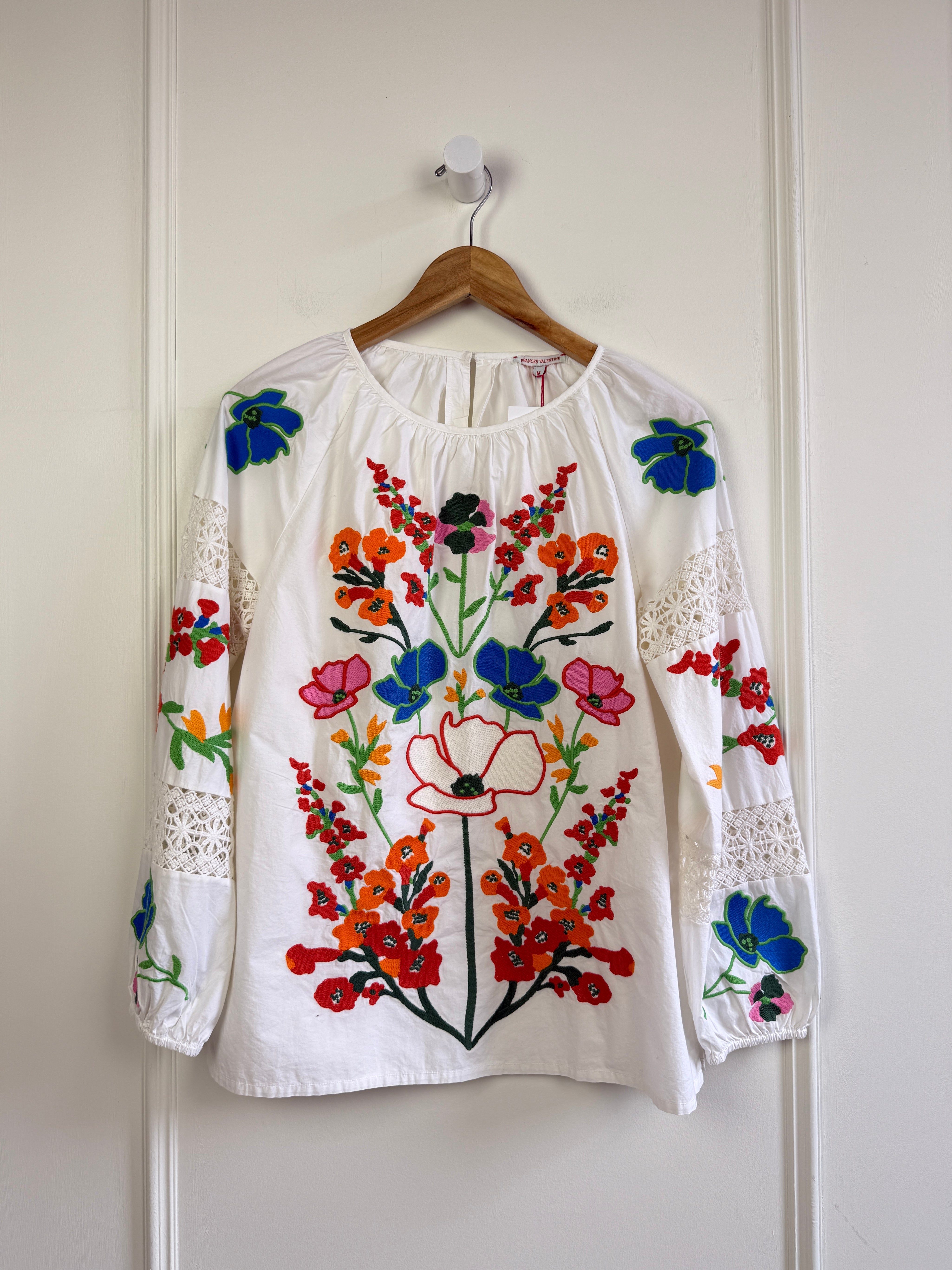 Frances Valentine White Floral Blouse (M)