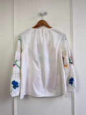 Frances Valentine White Floral Blouse (M)