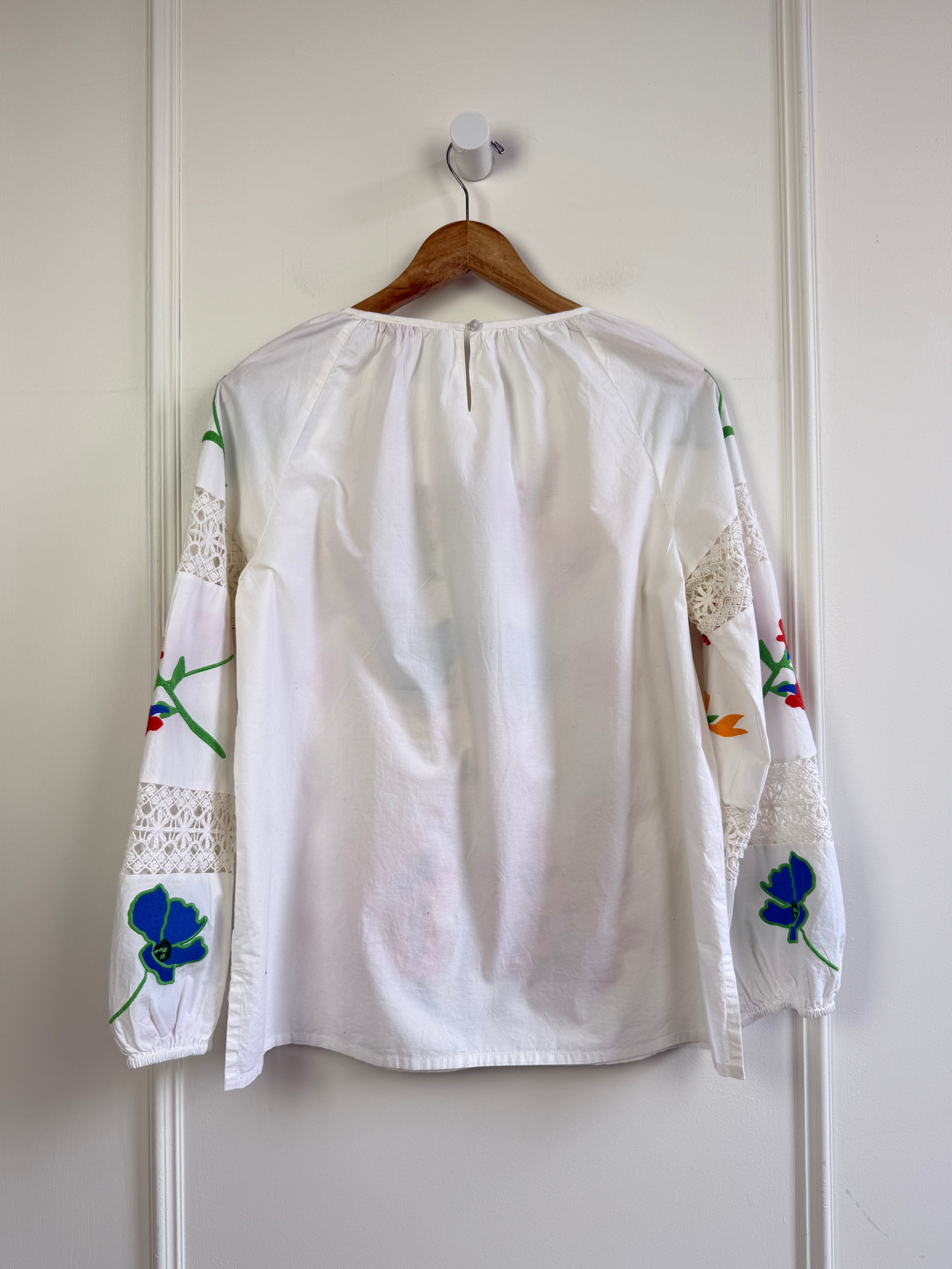 Frances Valentine White Floral Blouse (M)