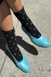 Le Bon Shoppe - Heart Sneaker Sock | Black/Cream