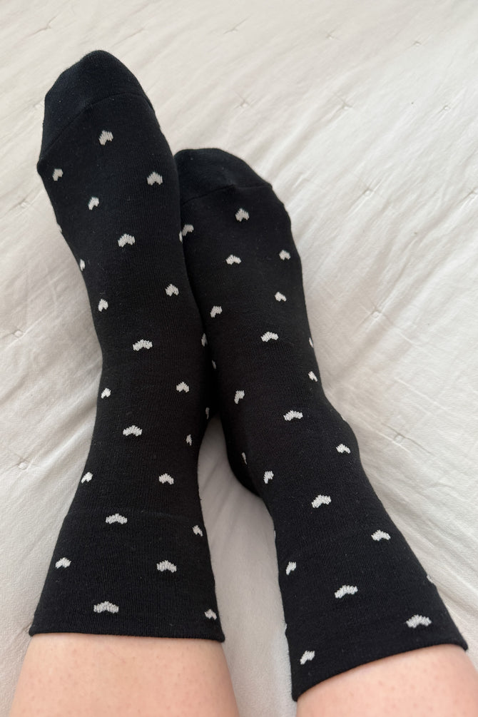 Le Bon Shoppe - Heart Sneaker Sock | Black/Cream