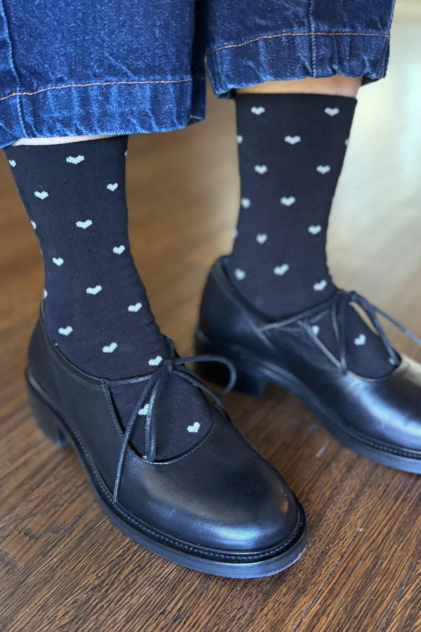 Le Bon Shoppe - Heart Sneaker Socks | Black/Cream
