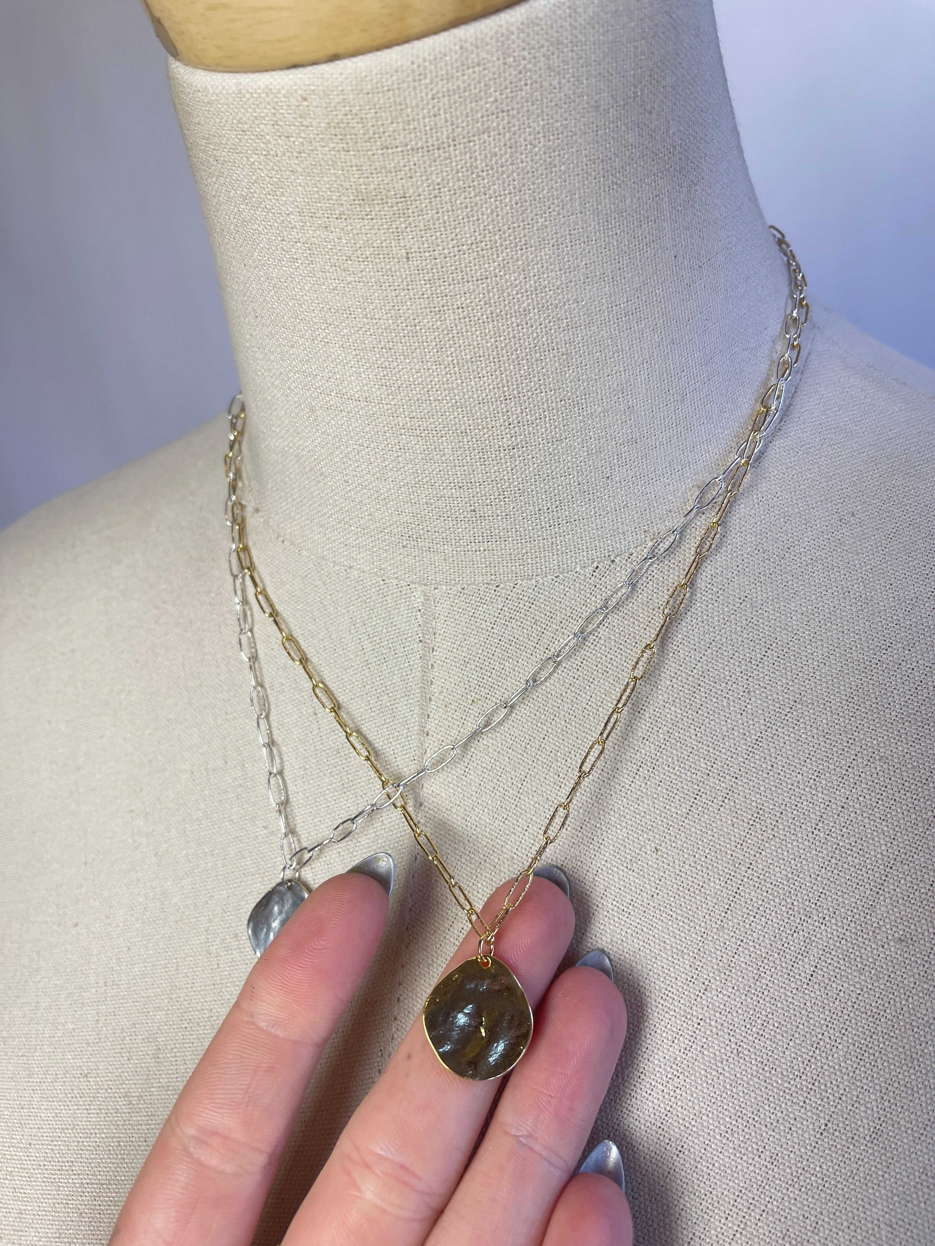 {made} community - Hammered Disc Necklace | Gold & Silver