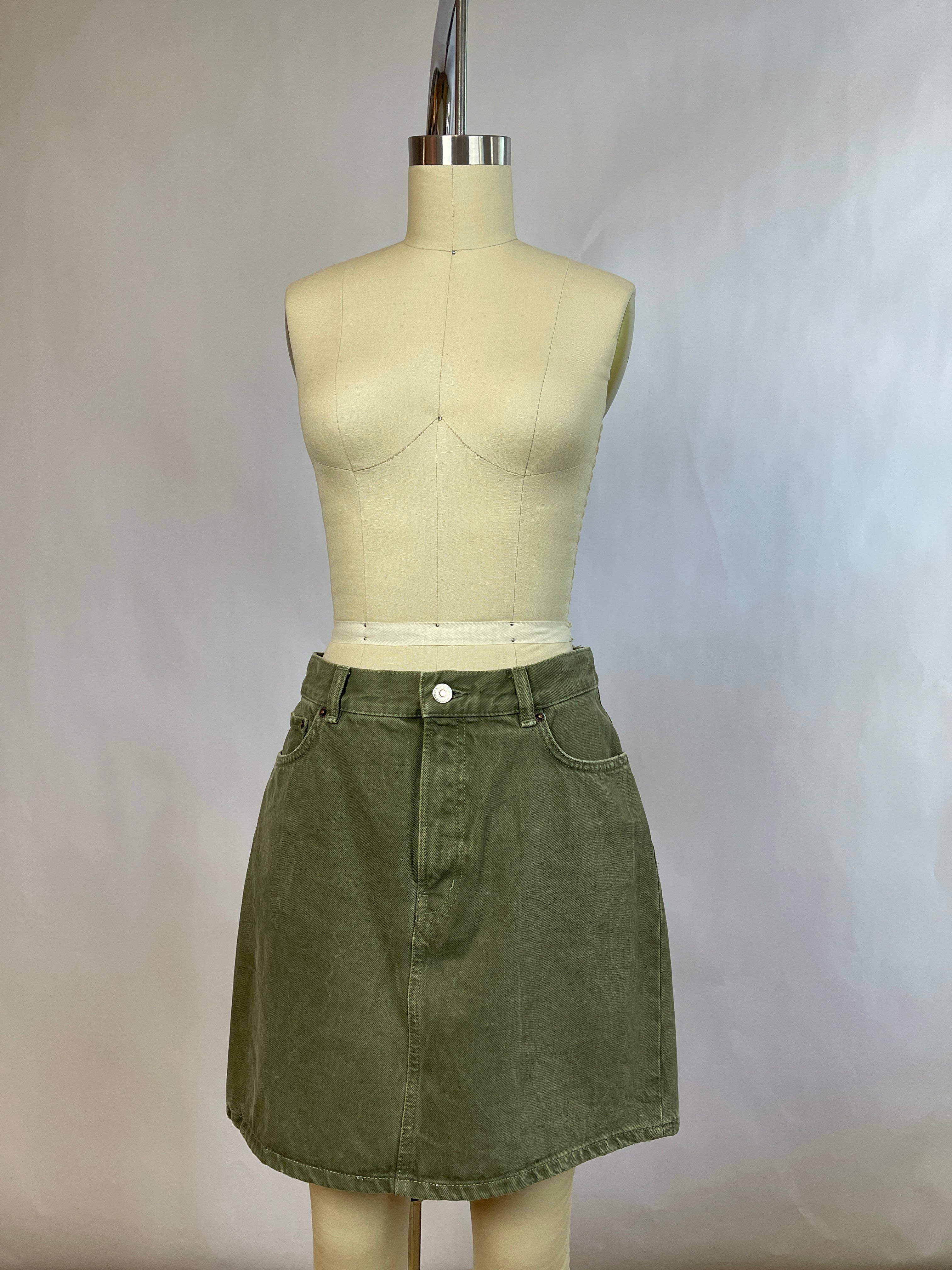 Wood Wood Green Denim Skirt (M)