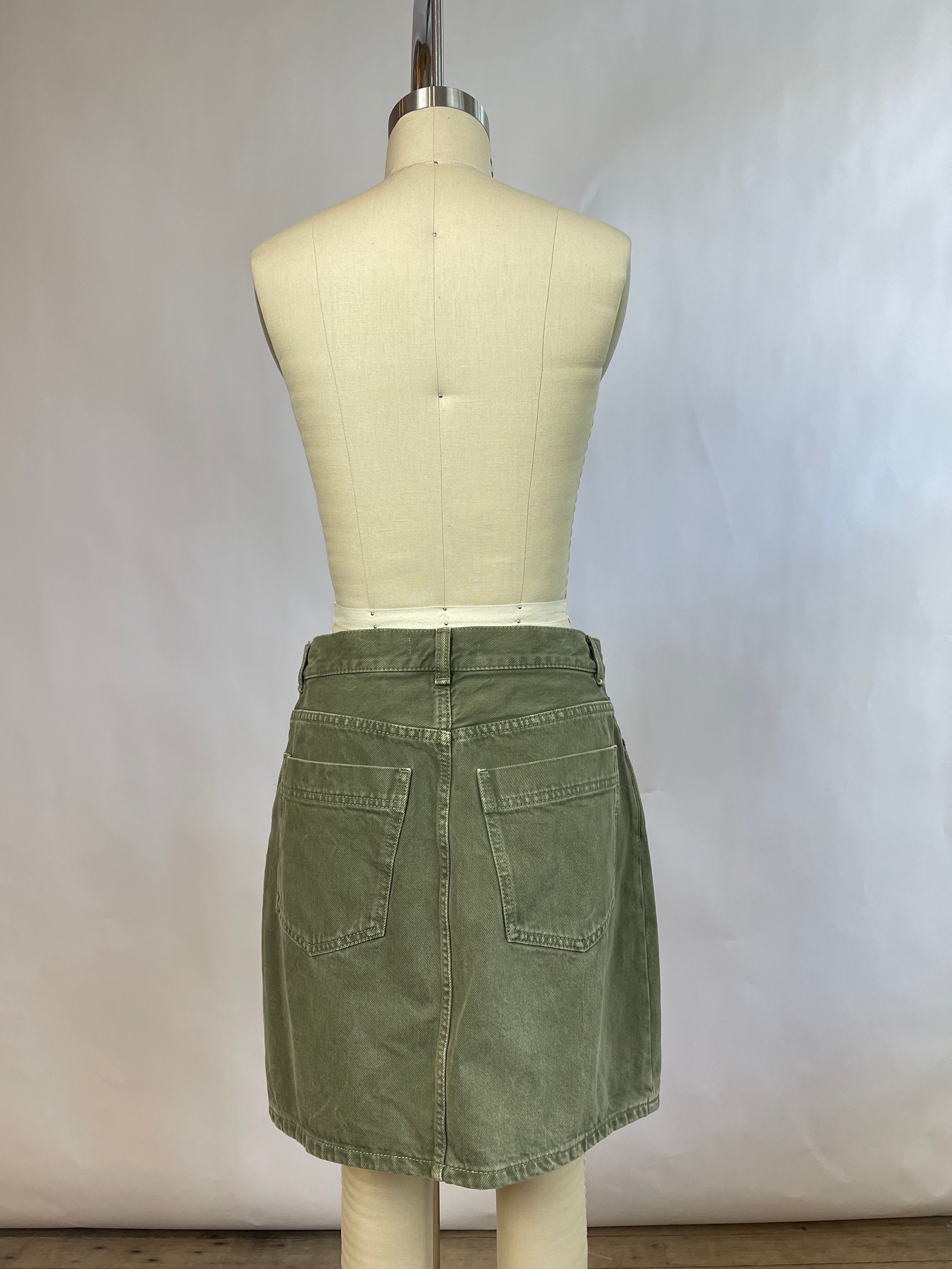 Wood Wood Green Denim Skirt (M)