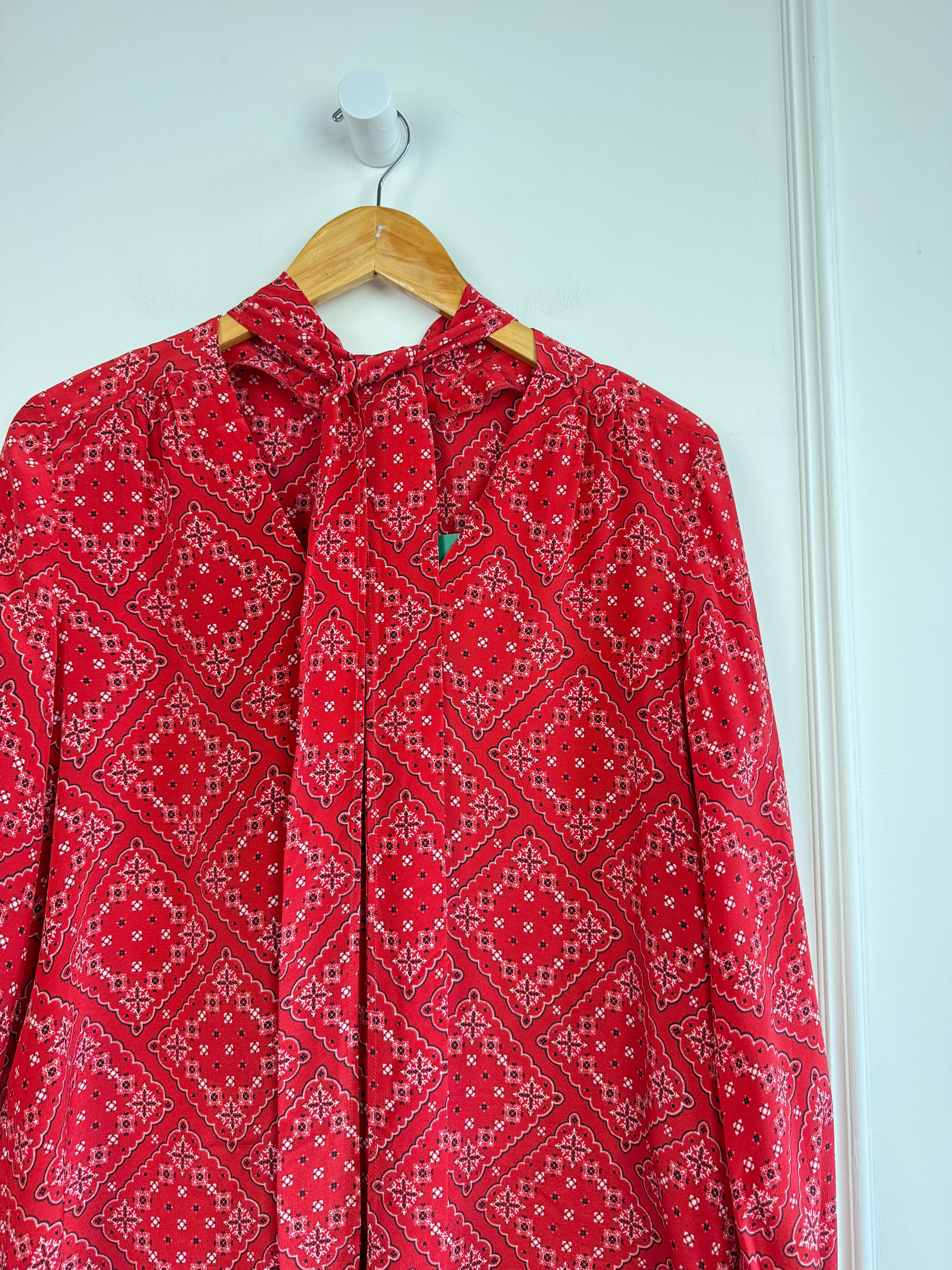 RIXO Red Bandana Blouse (M)