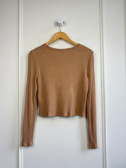 Reformation Tan Ribbed Tee (M)