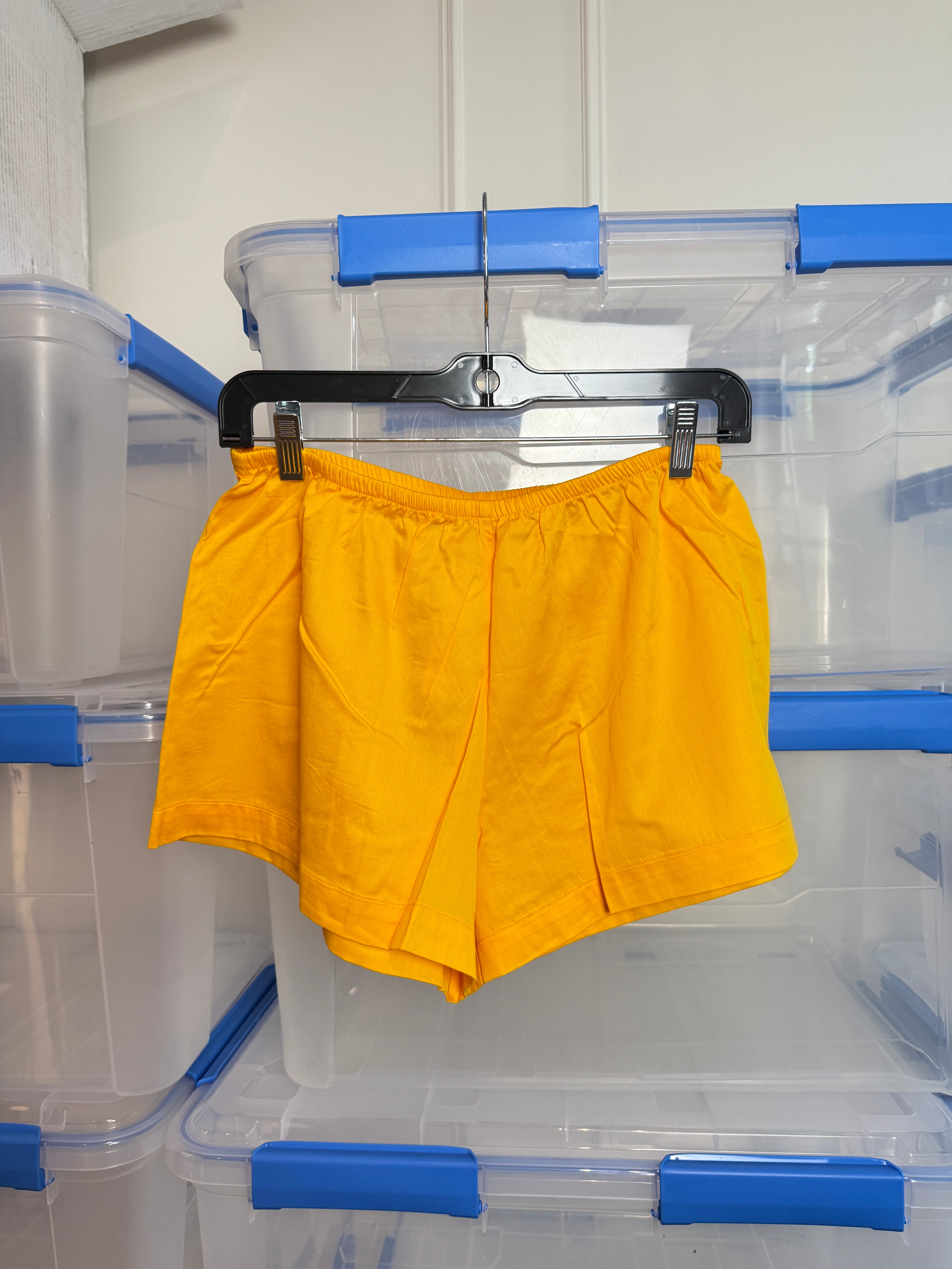 LESET Yellow Poplin Mini Shorts (M)
