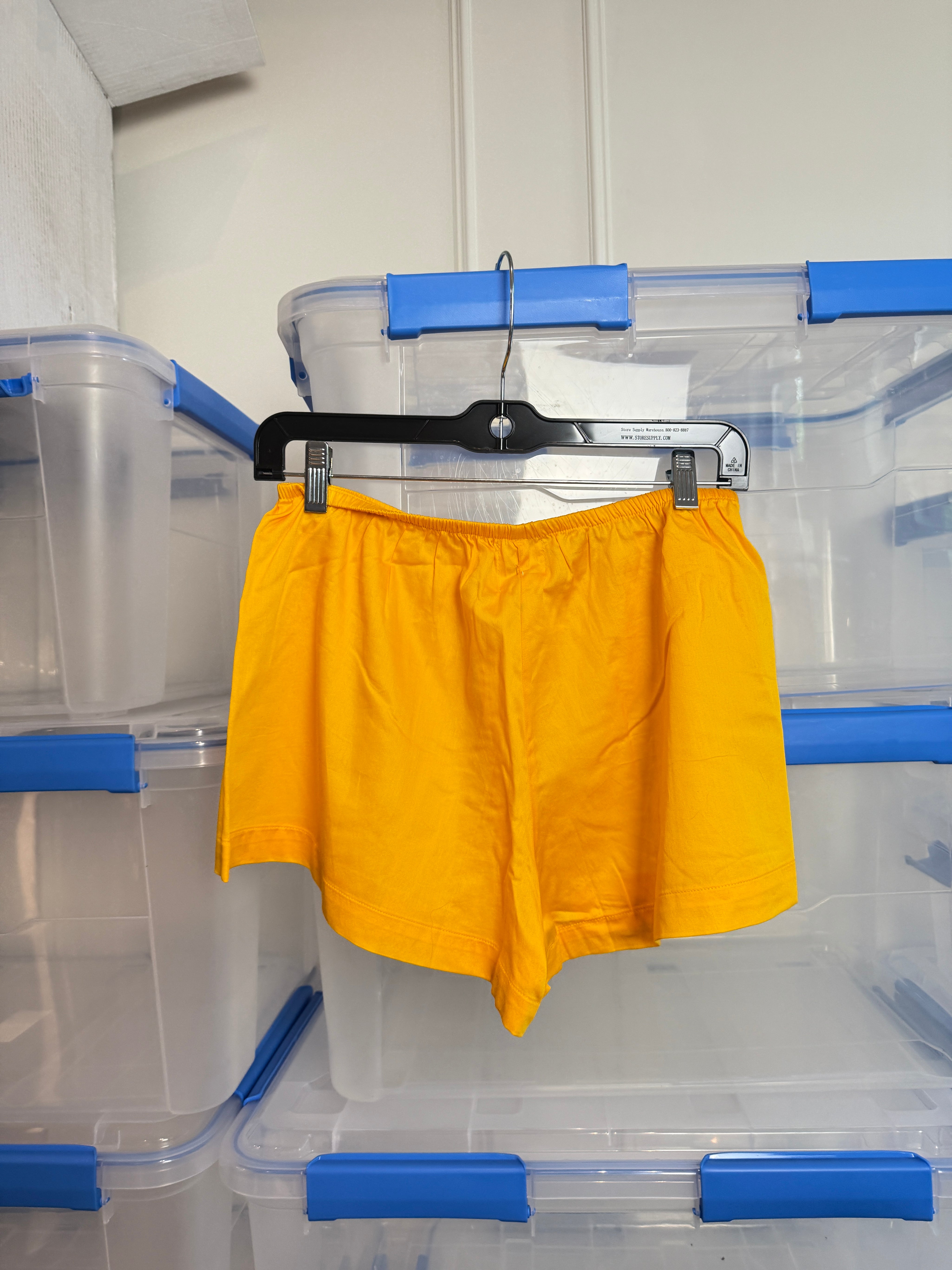 LESET Yellow Poplin Mini Shorts (M)