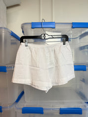 LESET White Poplin Mini Shorts (M)