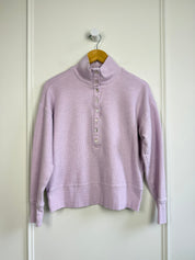 Negative Purple Button Up Mock Neck Sweatshirt (M)