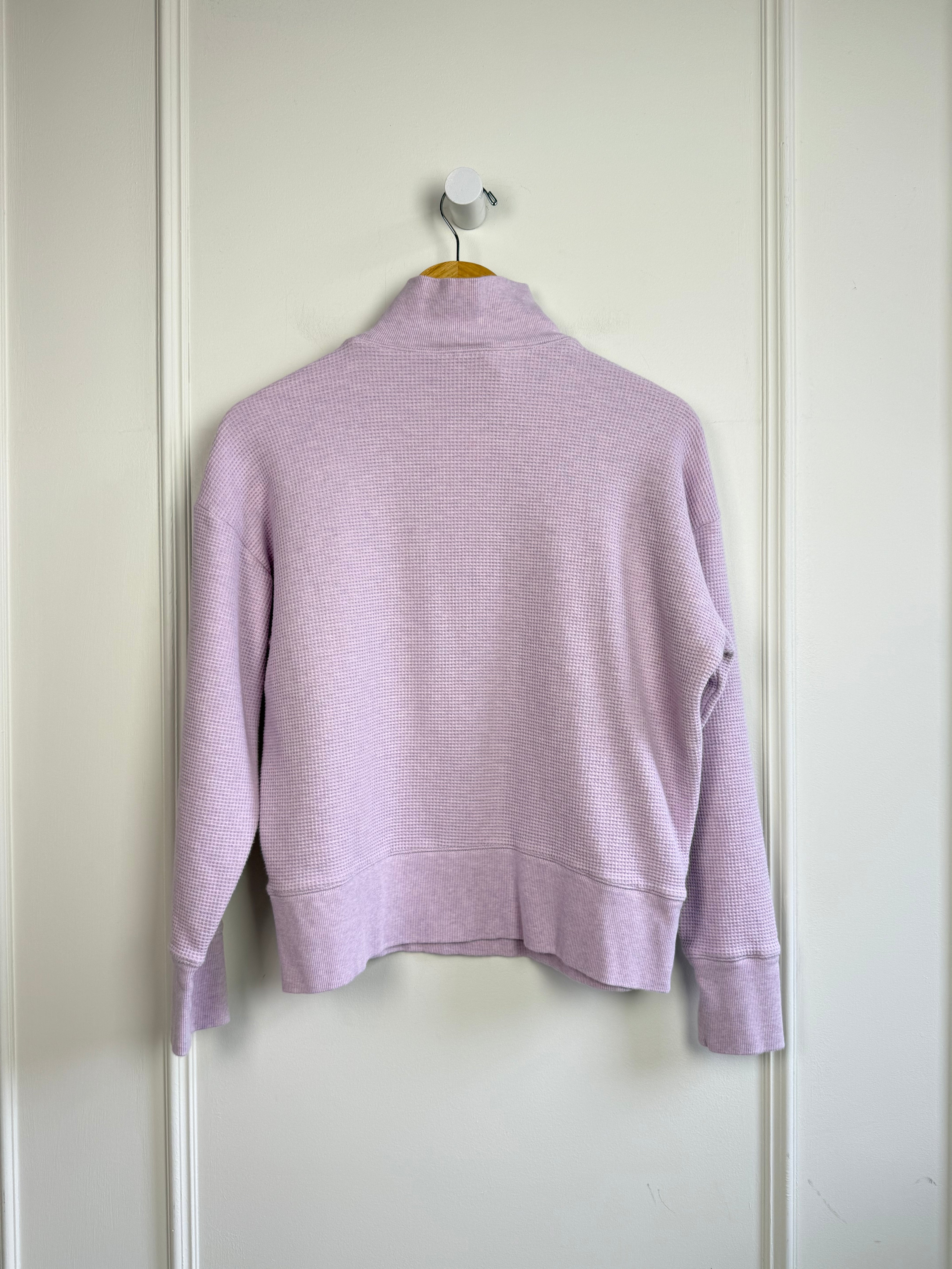 Negative Purple Button Up Mock Neck Sweatshirt (M)