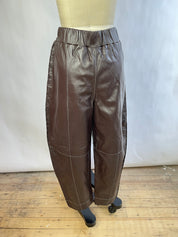 GANNI Wide Leg Lamb Leather Pants (M/L)