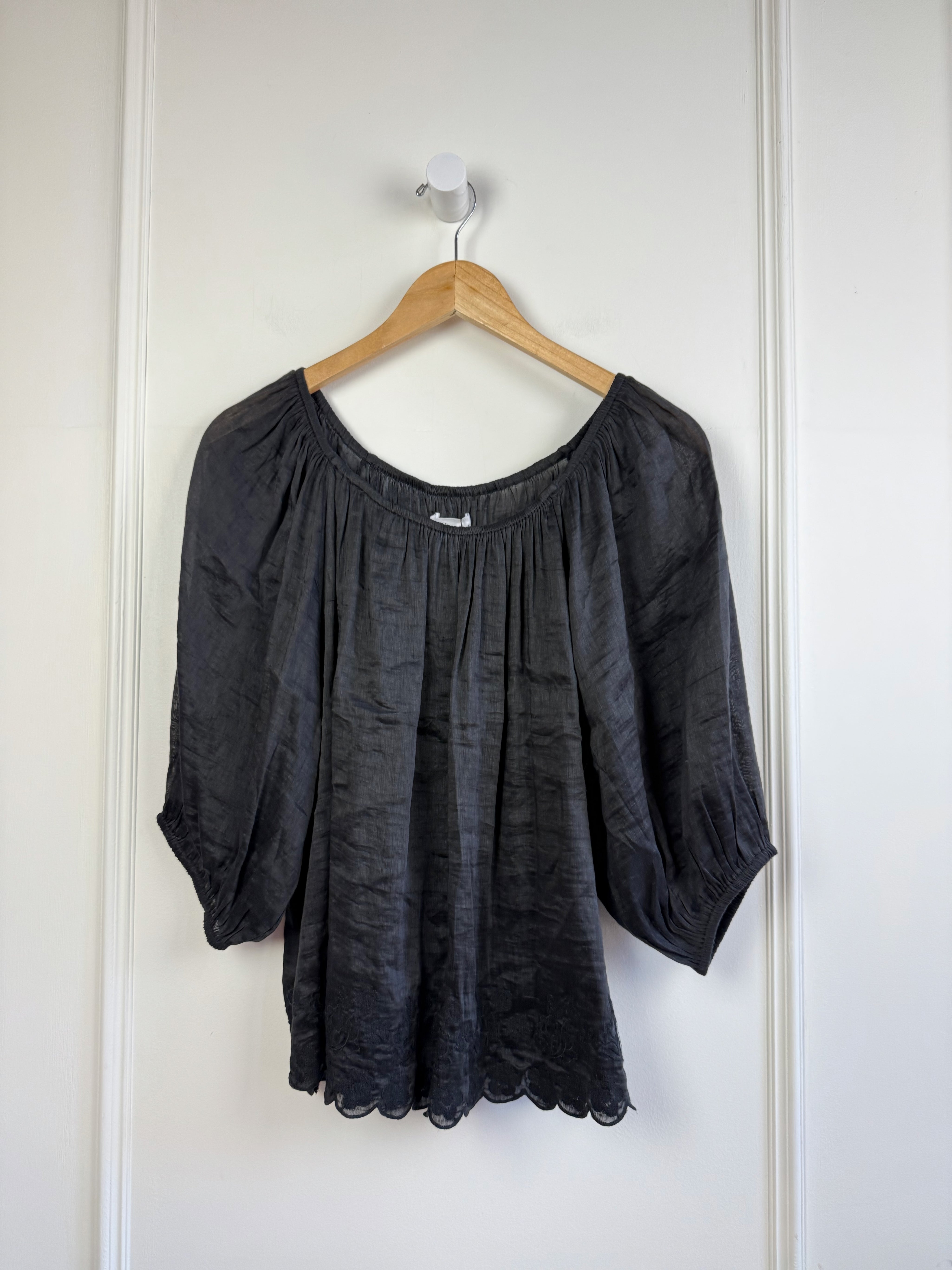 Velvet by Graham & Spencer Black Sheer Top (M)