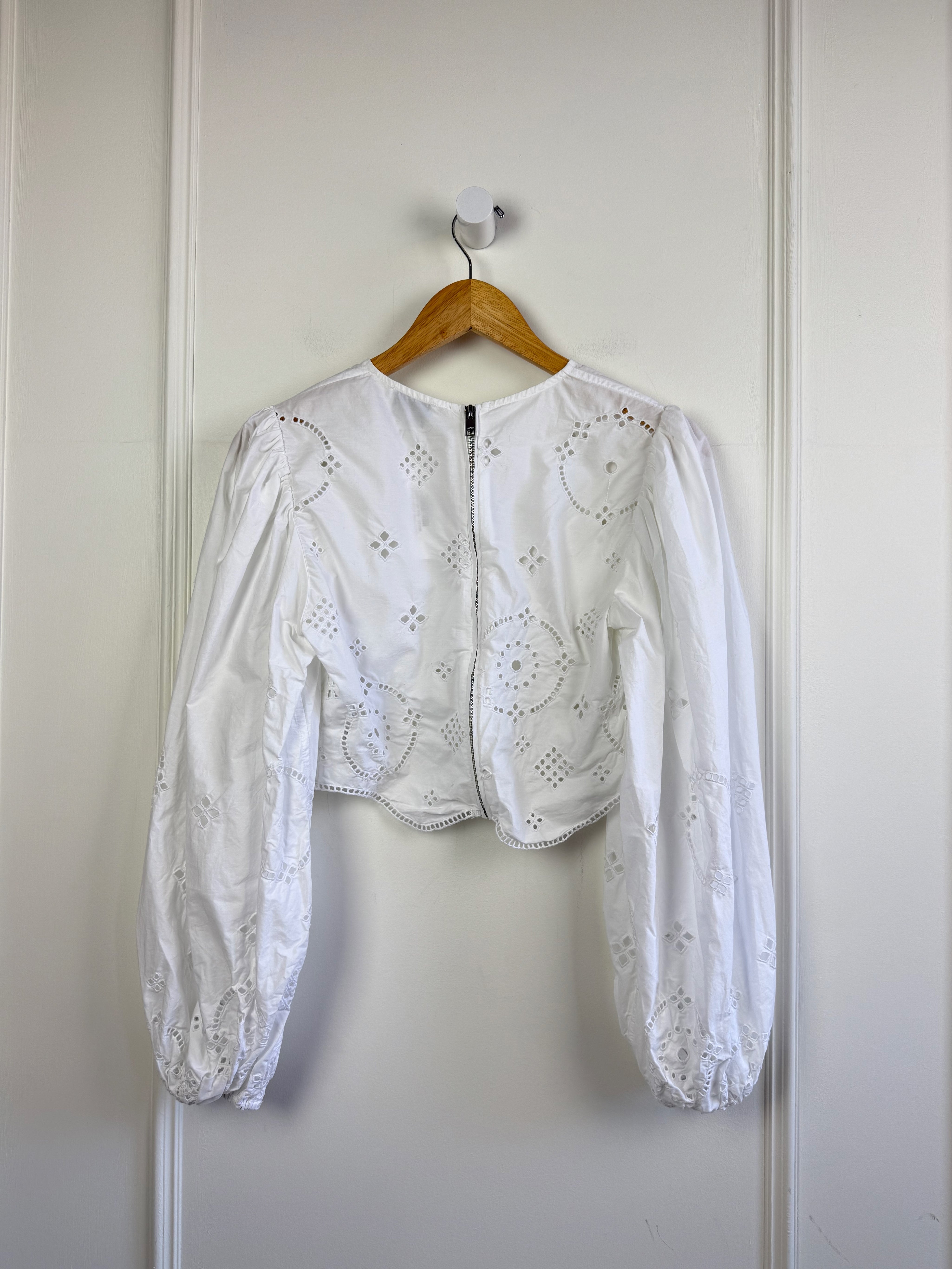 Ganni White Eyelet Blouse (XS)
