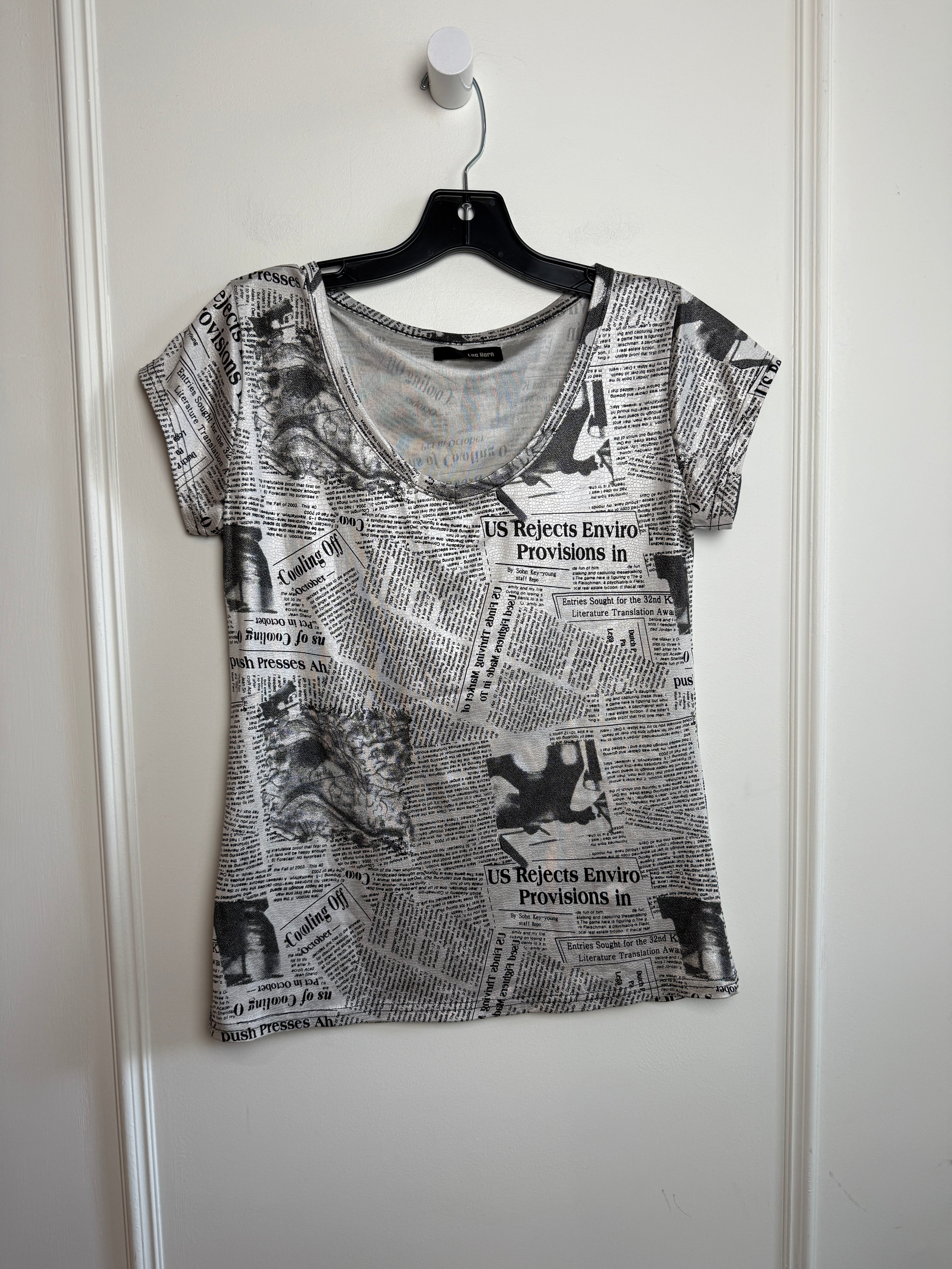 Vintage Lag Horn Newspaper Print Tee (M/L)
