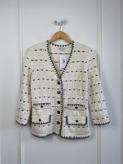 Veronica Beard Cream Sequin Cardigan (S)