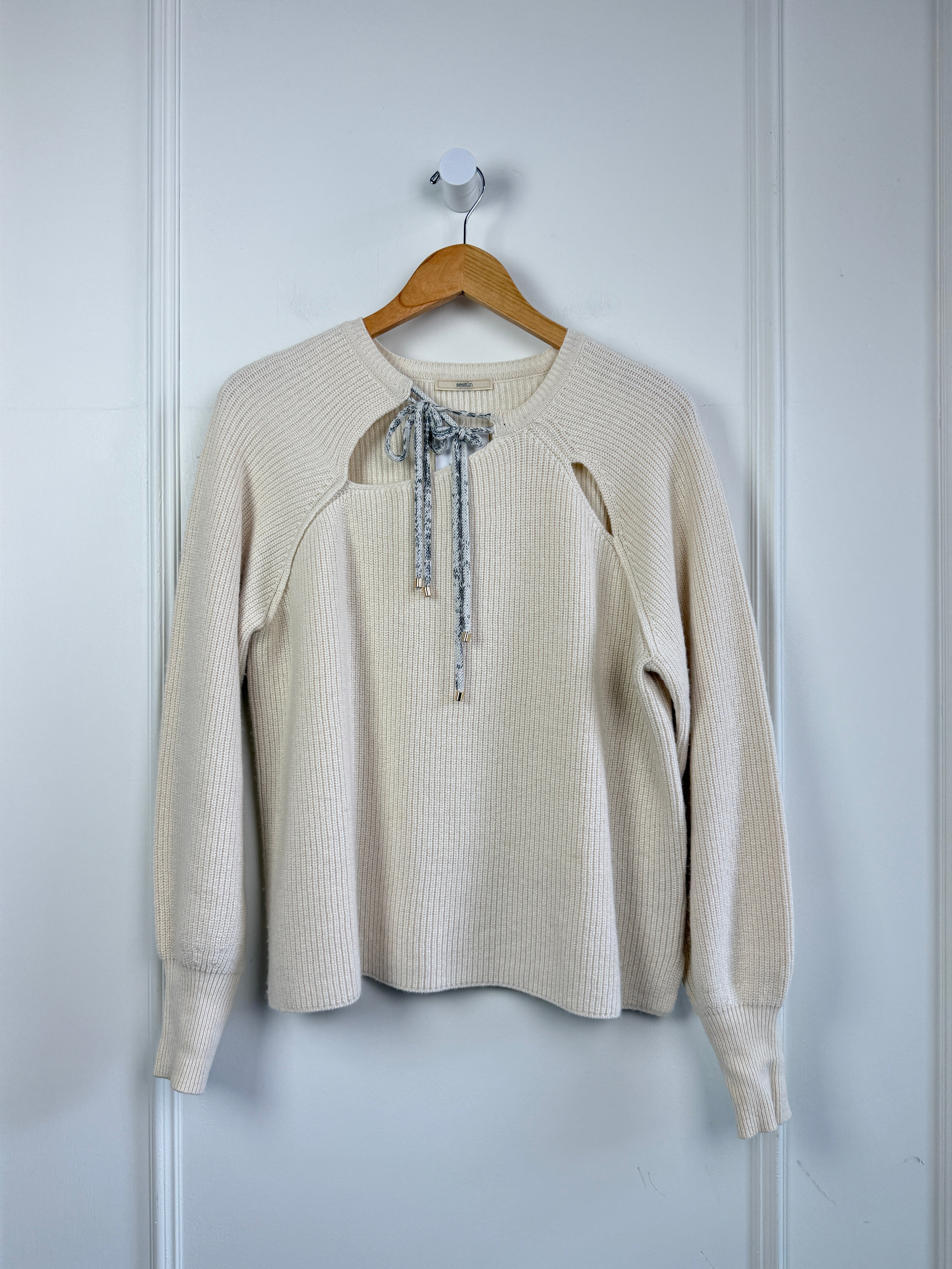 Sessun Marcia Cream Ribbed Sweater (L)