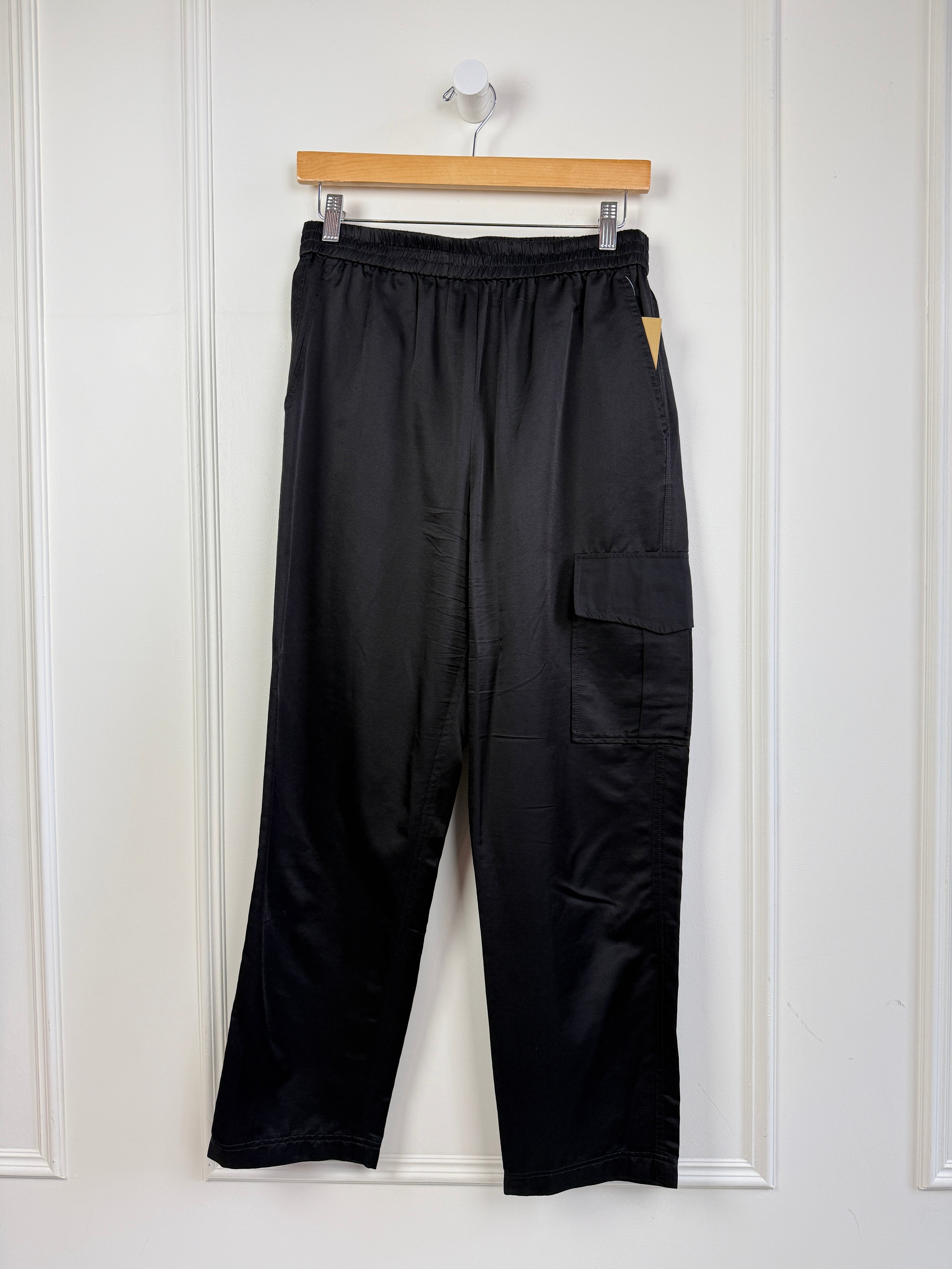 Raquel Allegra Black Cotton & Silk Pants (M)