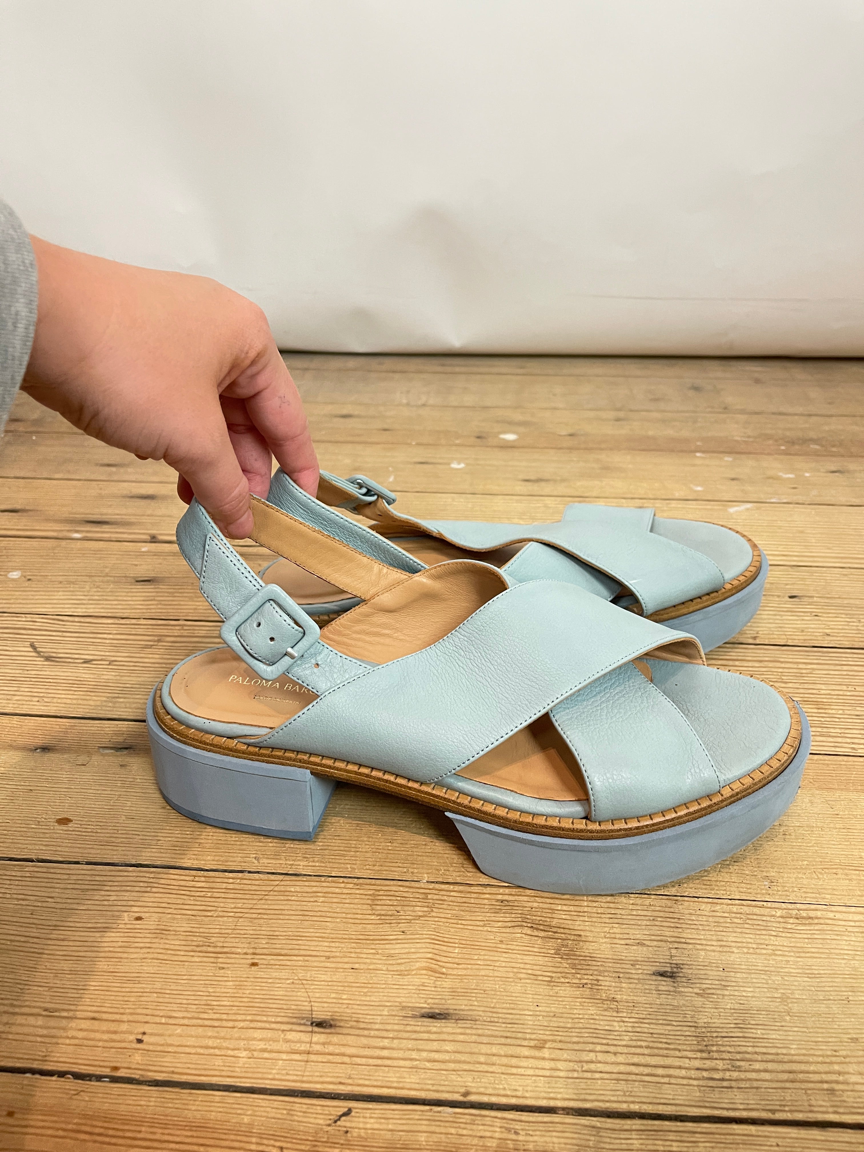 Paloma Barcelo Blue Leather Sandals (40)