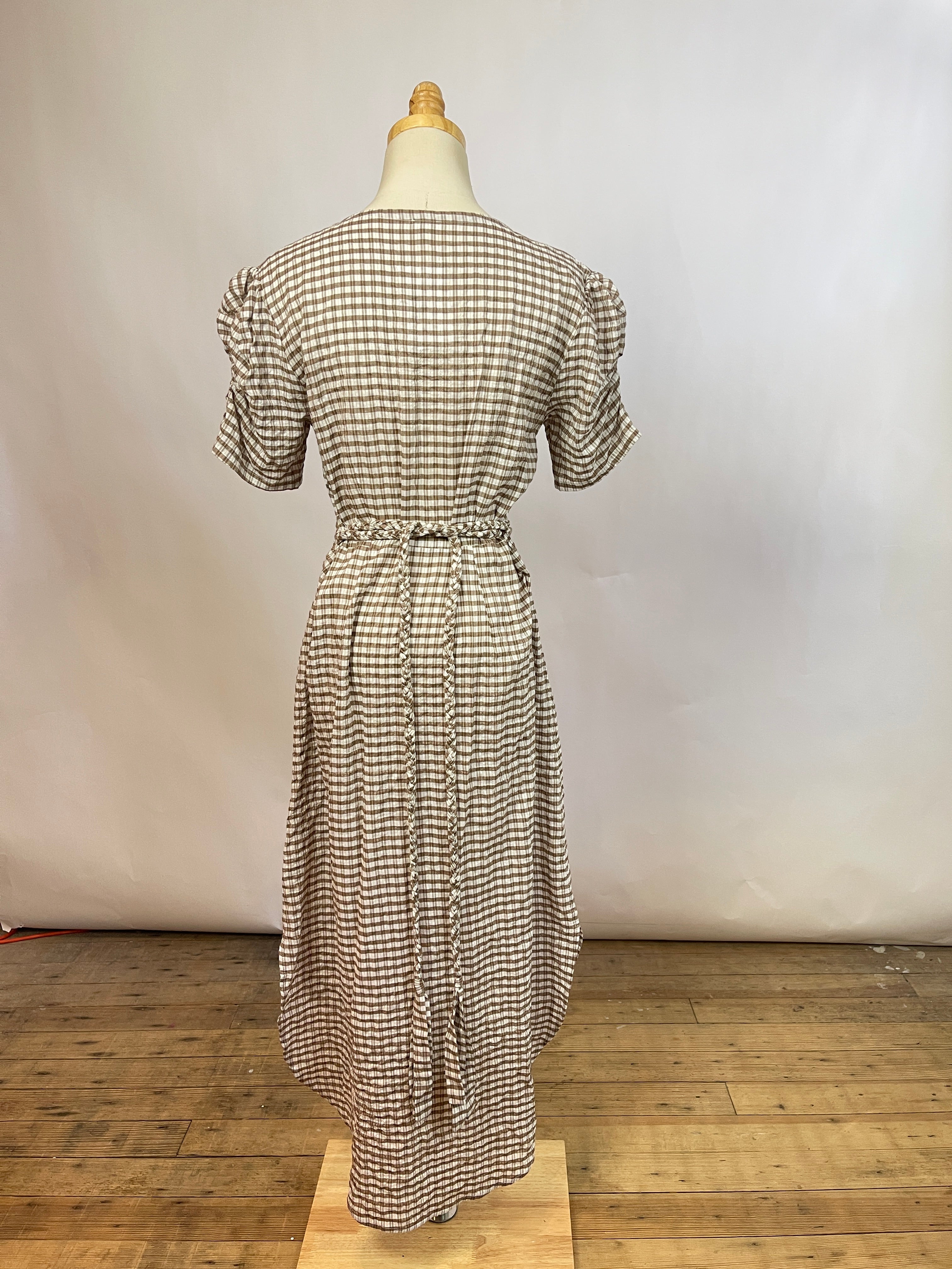 Belieze Brown Gingham Midi Dress (M)