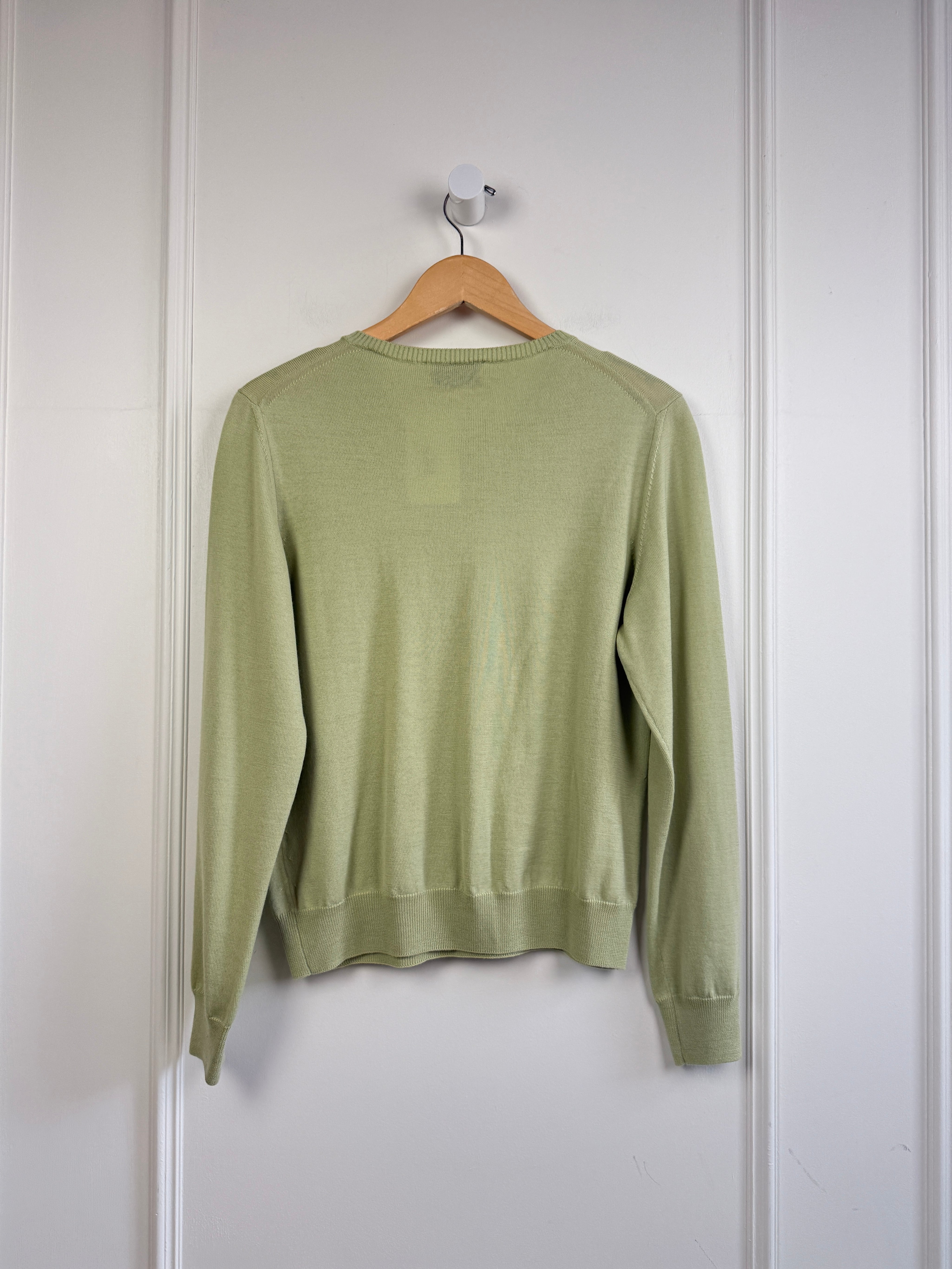 High Sport Green Wool Billie V Neck Sweater (L)