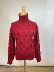 Nili Lotan Red Cable Knit Wool Sweater (XS)