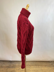 Nili Lotan Red Cable Knit Wool Sweater (XS)