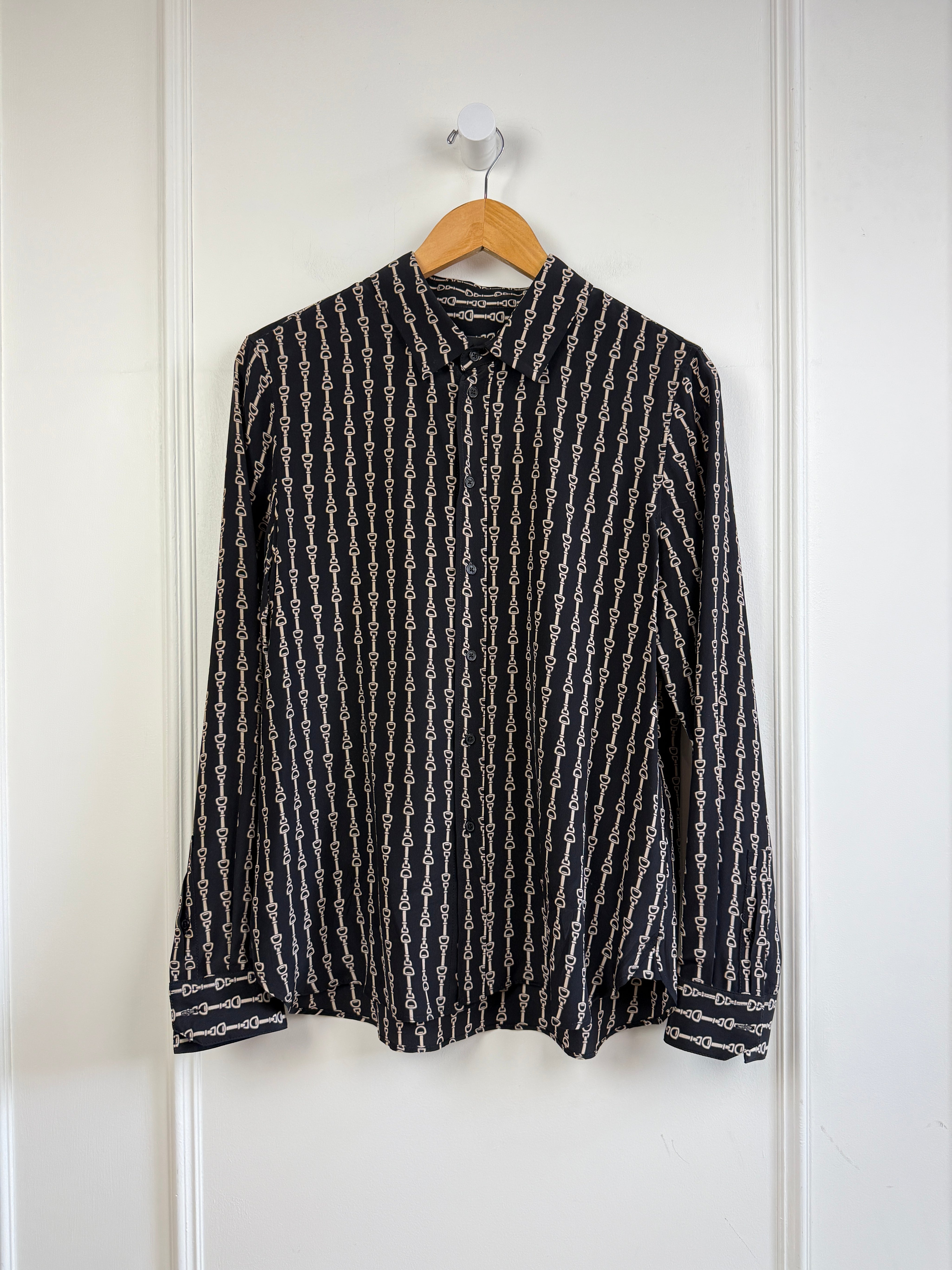 Nili Lotan Black Pattern Button Down (L)