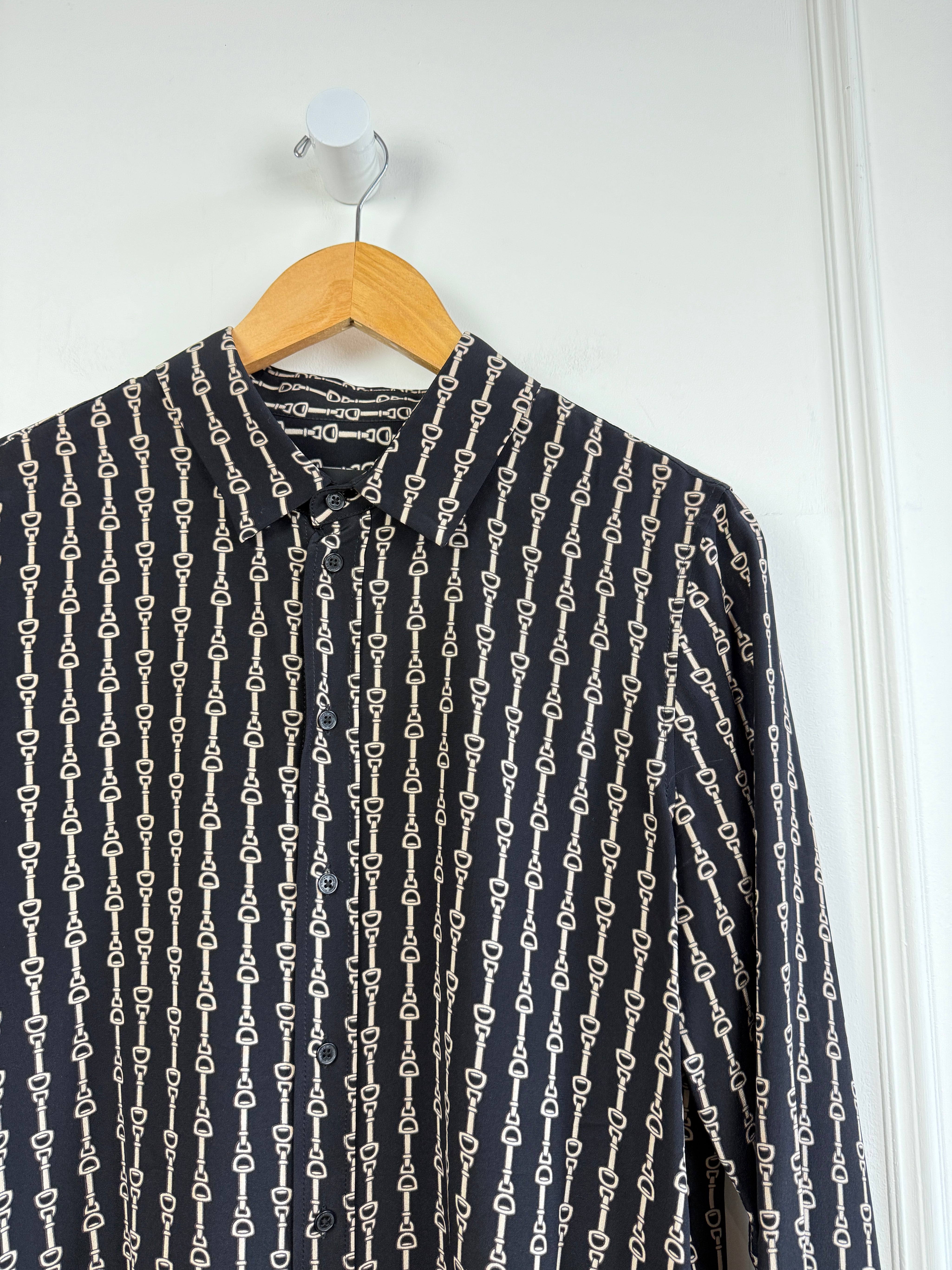 Nili Lotan Black Pattern Button Down (L)