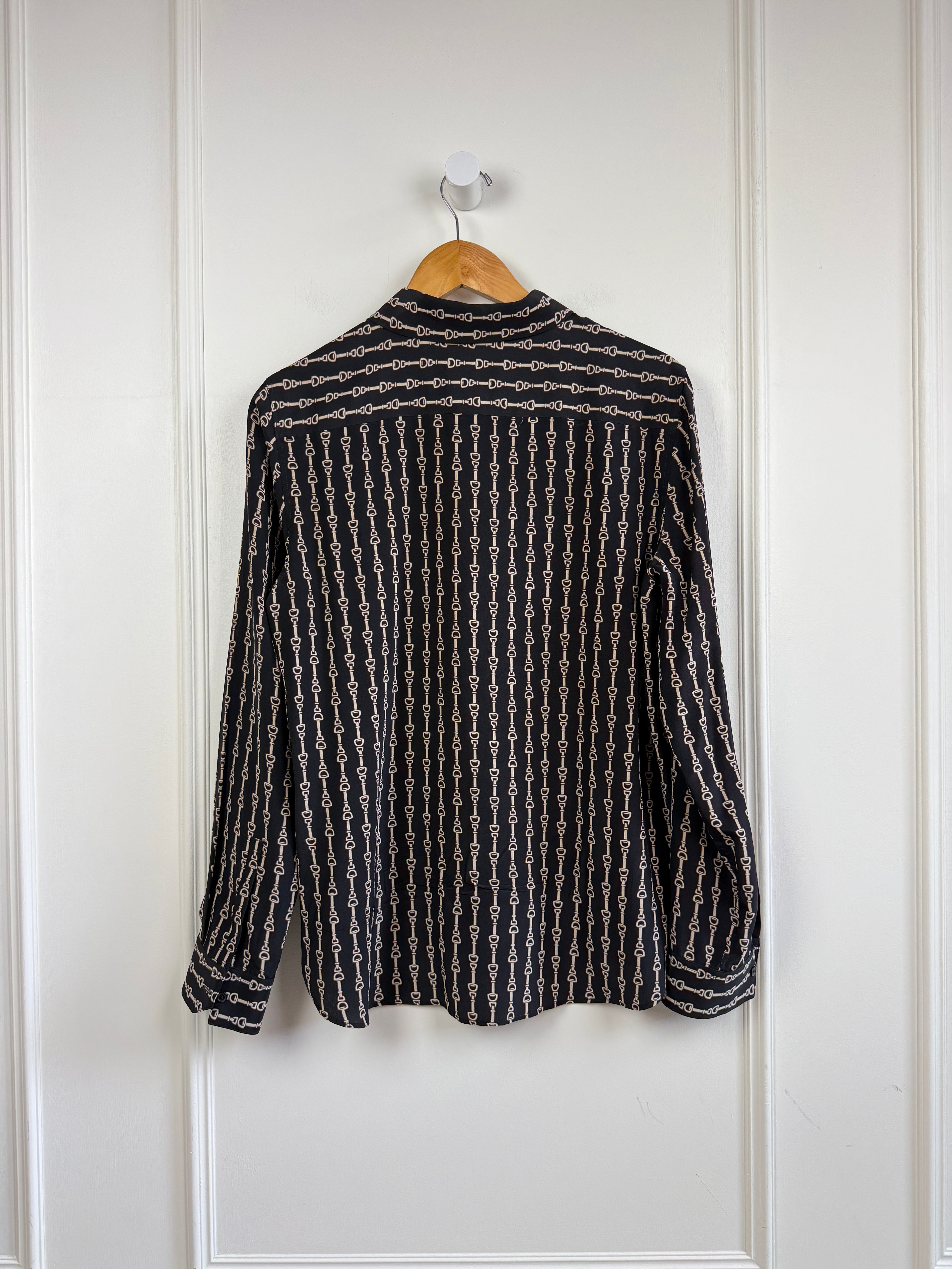 Nili Lotan Black Pattern Button Down (L)