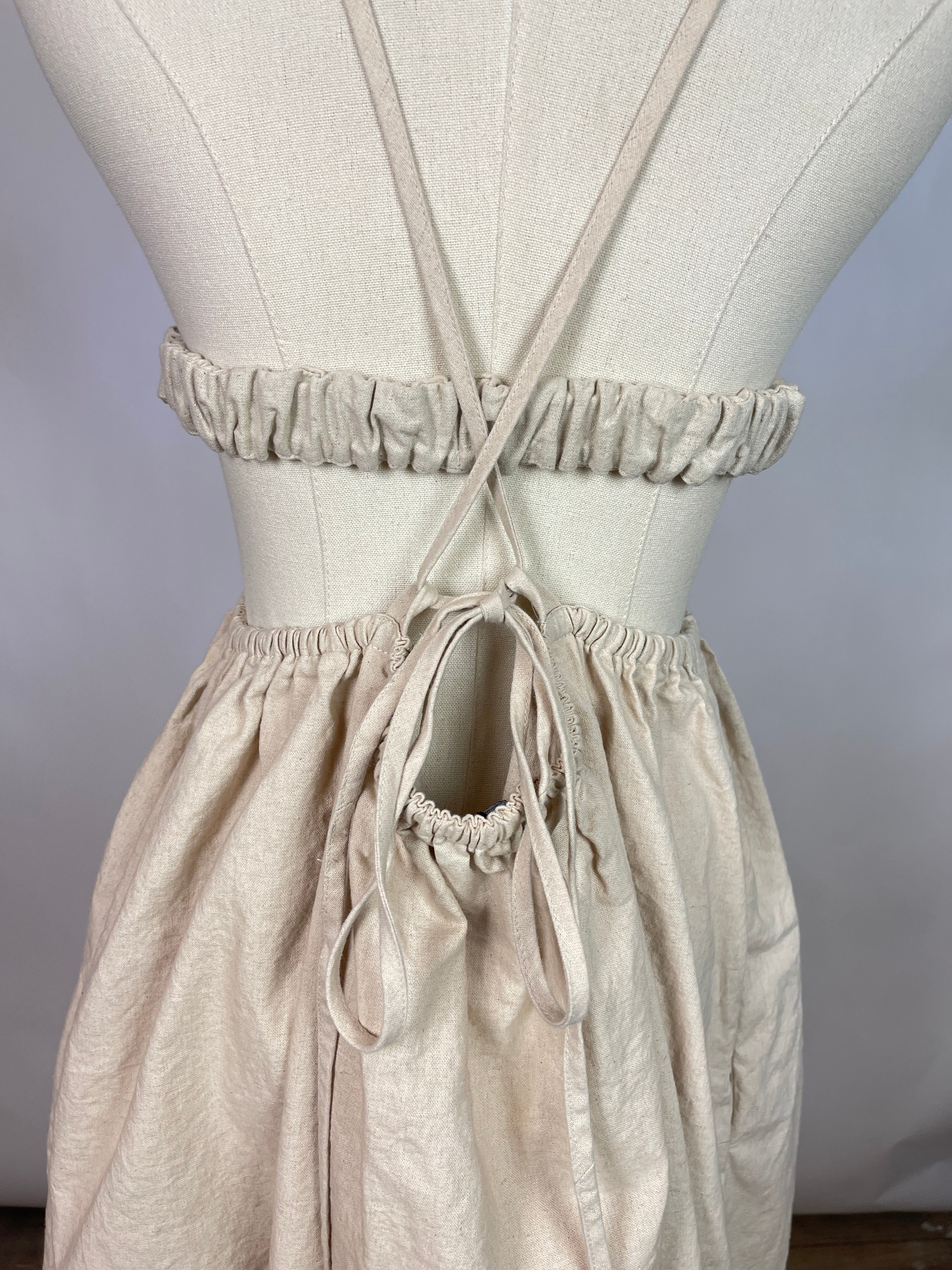 Toit Volant Khaki Linen Cut-Out Dress (M/L)