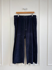 Nili Lotan Navy Velour Wide Leg Pants (XL)