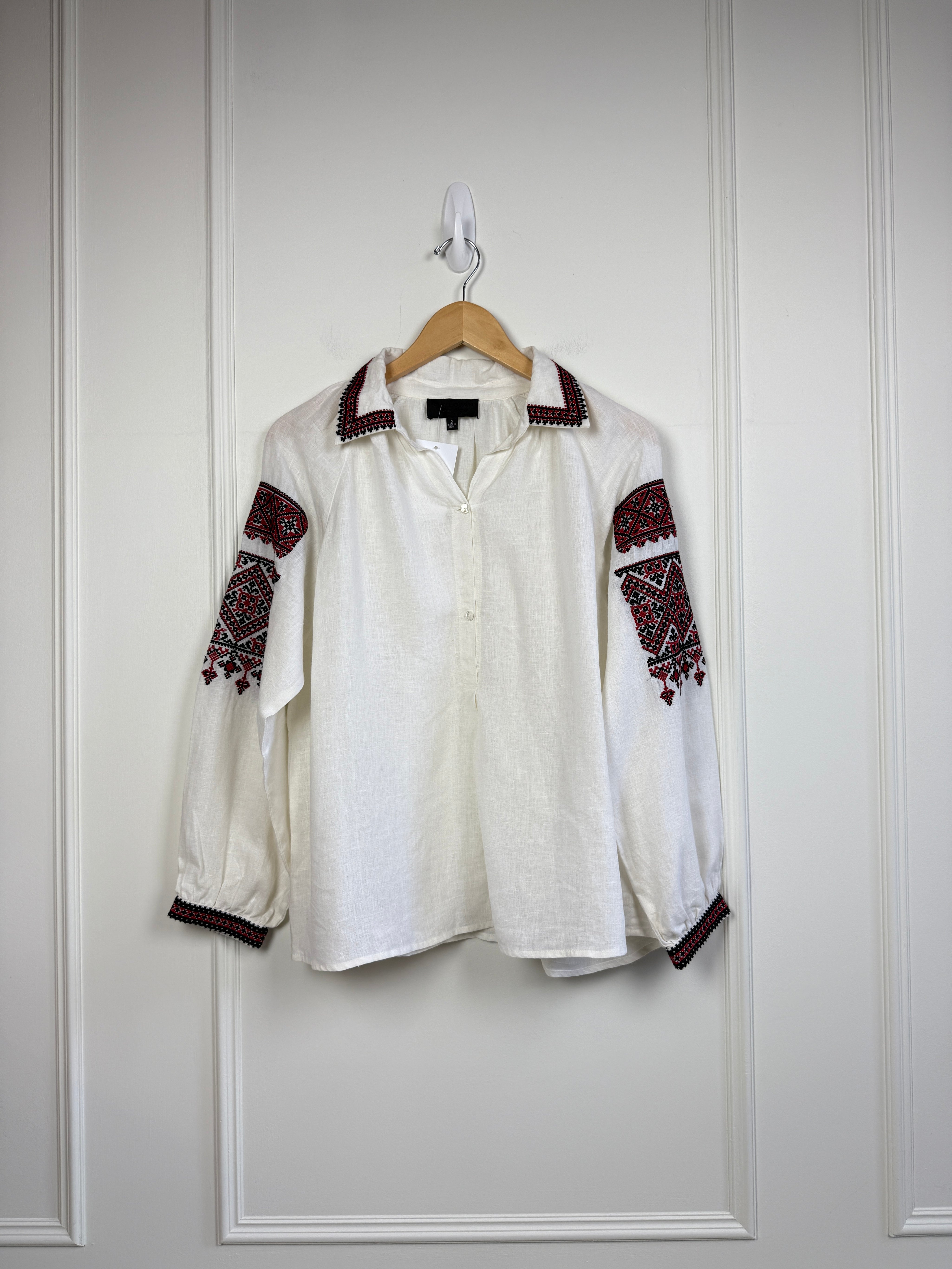 Nili Lotan Embroidered Linen Blouse (S)